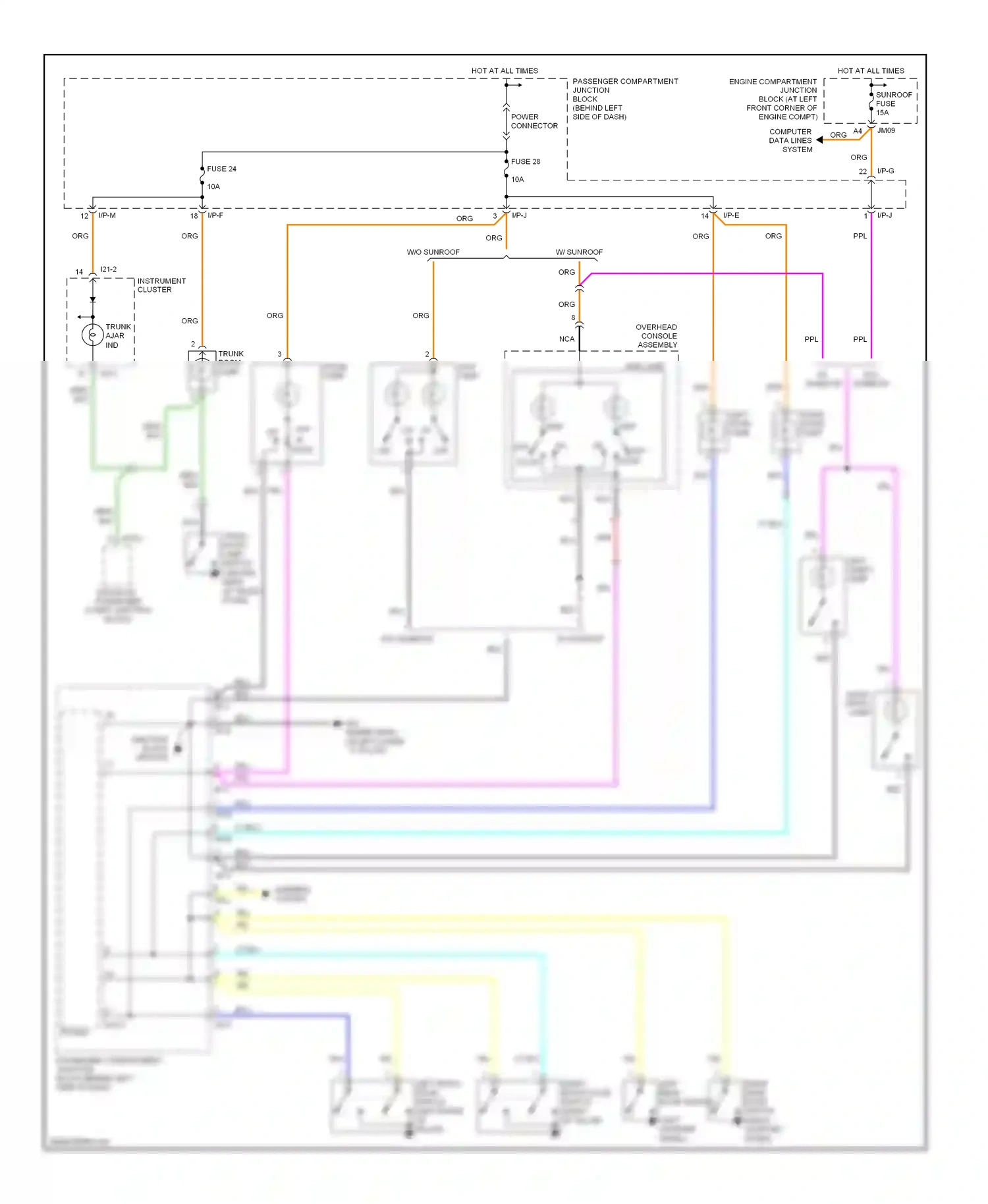 Wiring diagram overhead console assembly for Hyundai Sonata V (2004-2007) (1 of 1)