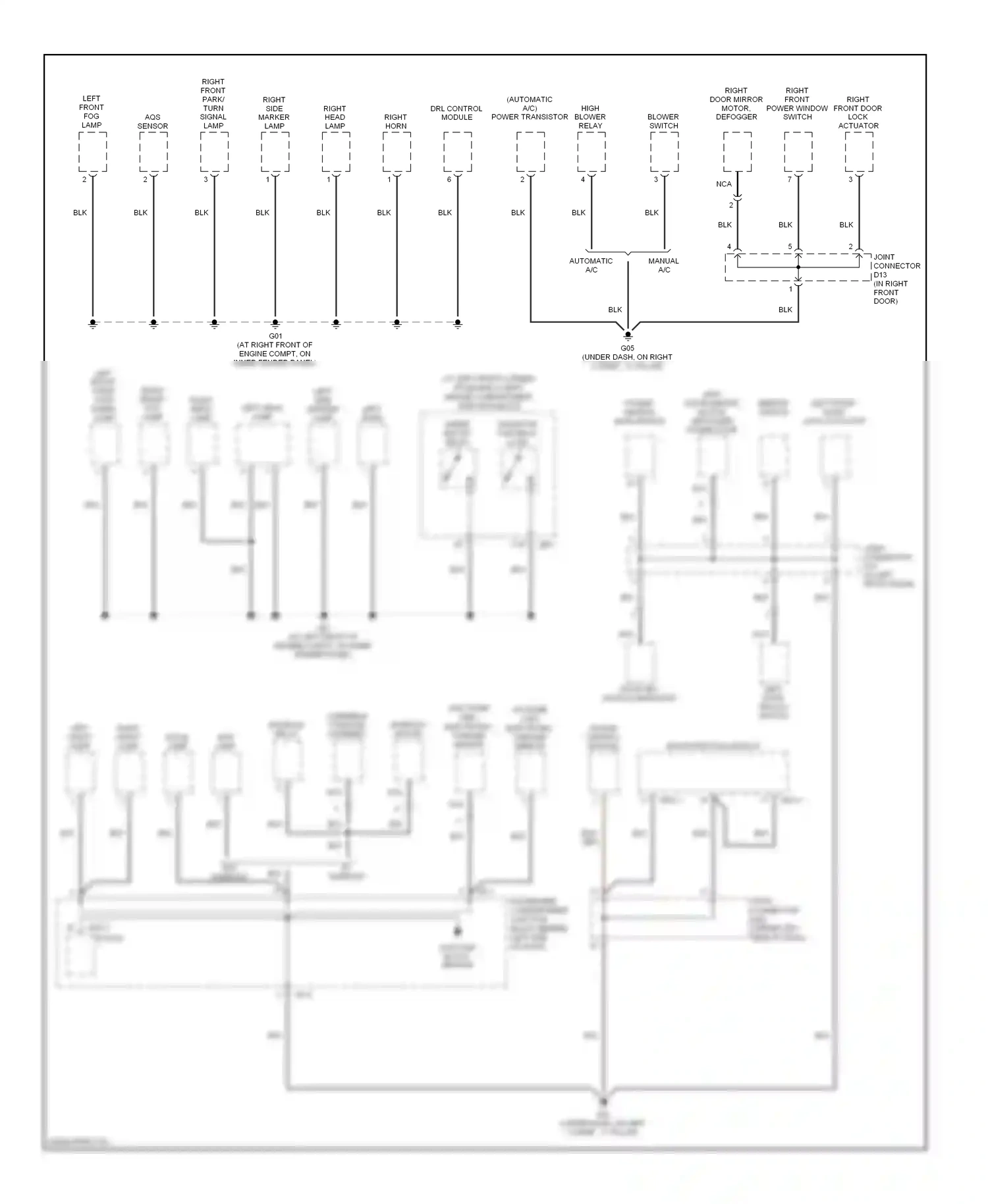 Wiring diagram right front power window switch for Hyundai Sonata V (2004-2007) (1 of 3)