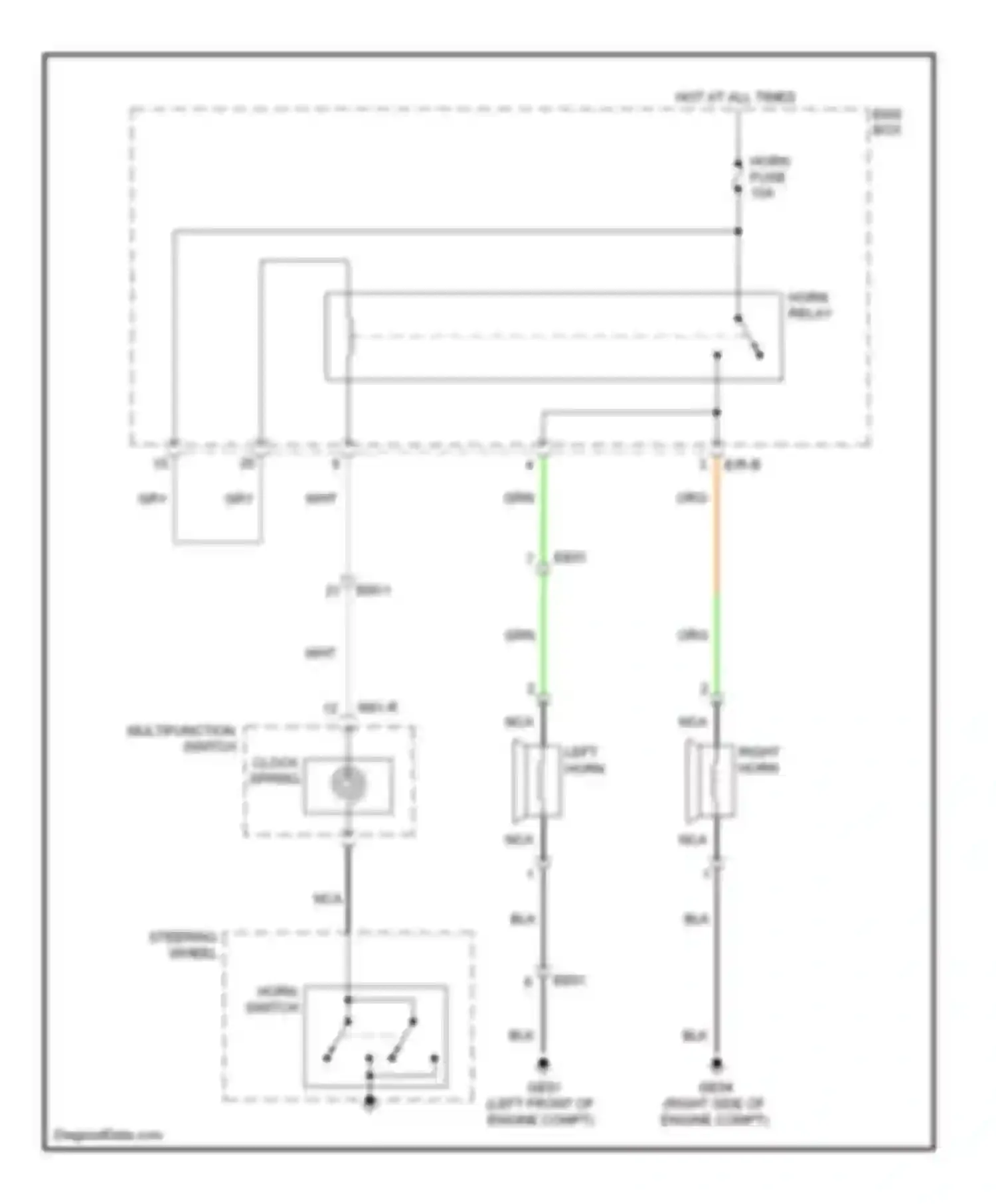 Sonata Hyundai VI (2009-2014): Horn circuit, except hybrid