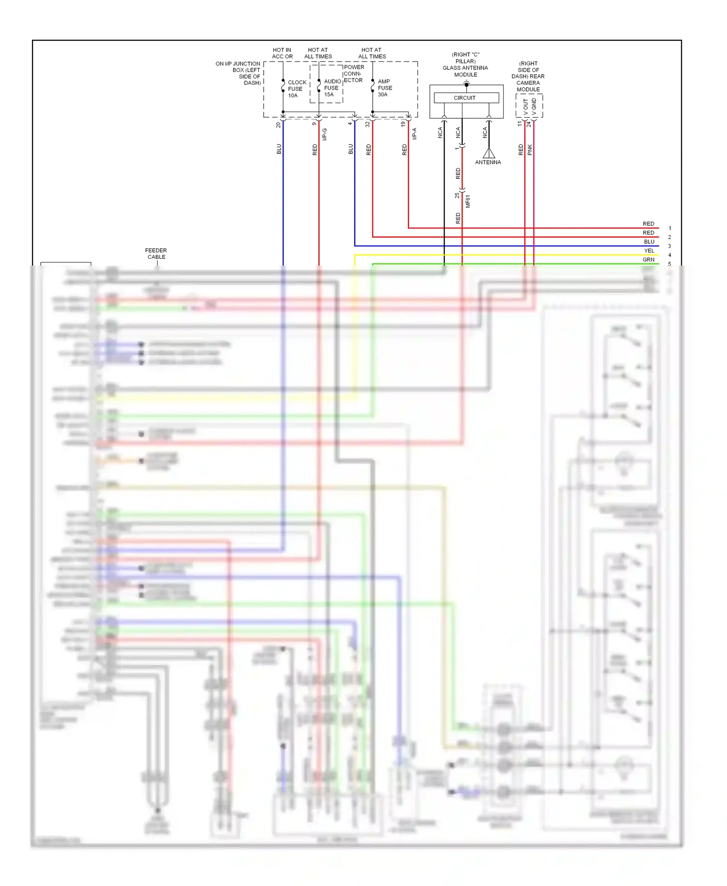 Hyundai Sonata VI (2009-2014) bluetooth remote control switch (down-left) wiring diagram  (1 of 2)