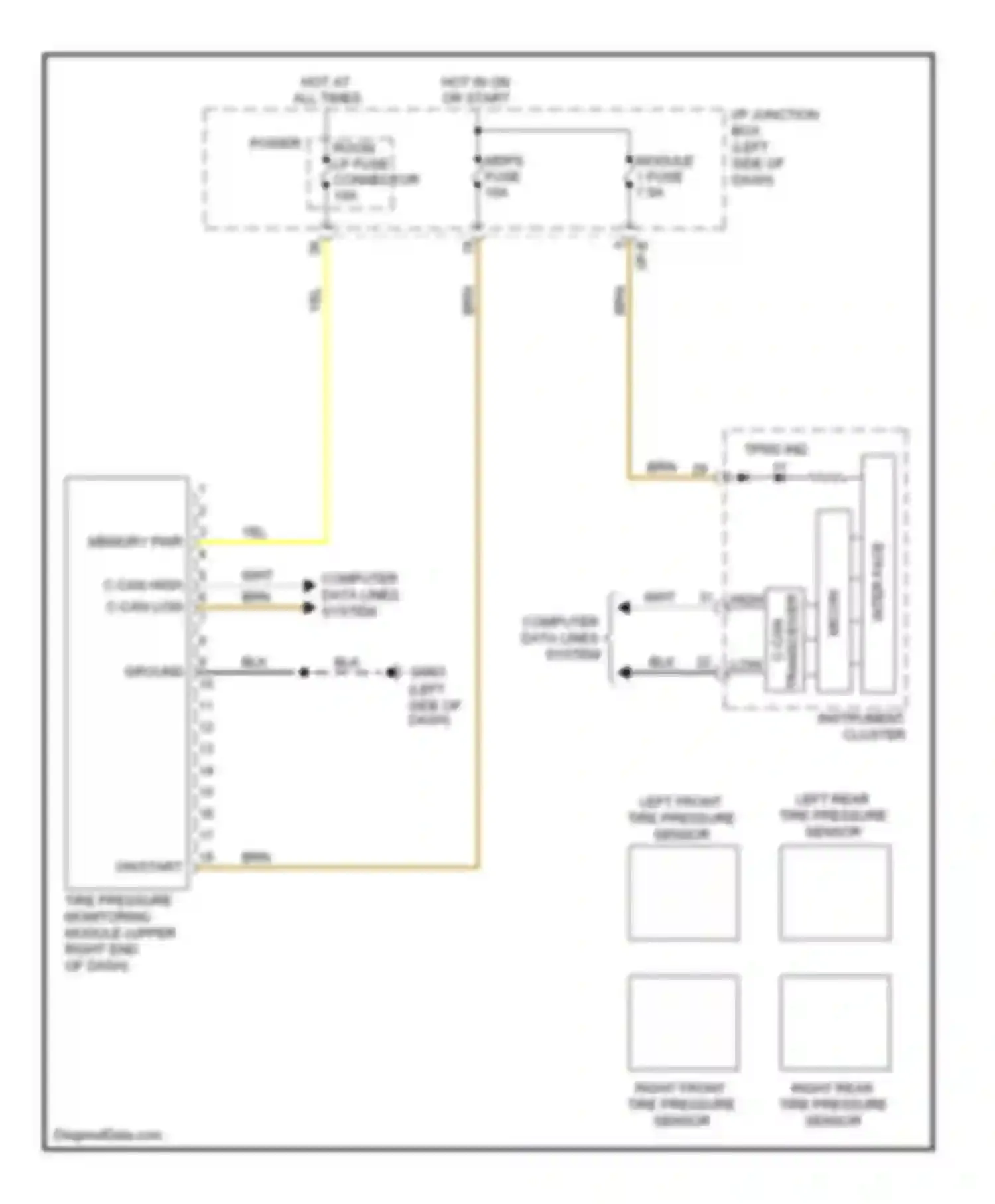 Wiring diagram right front tire pressure sensor for Hyundai Sonata VI (2009-2014) (2 of 2)