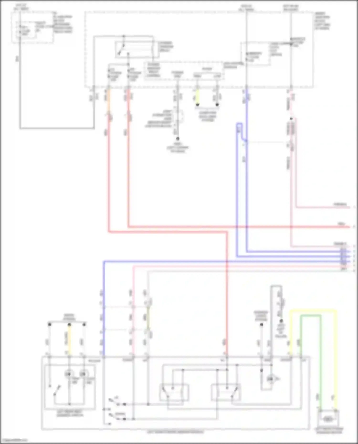 Car Wiring Diagrams for Sonata Hyundai VII facelift (2017-2019): Power windows circuit, except hybrid w/ ims w/ driver/passenger auto up/down & safety power windows (1 of 3)
