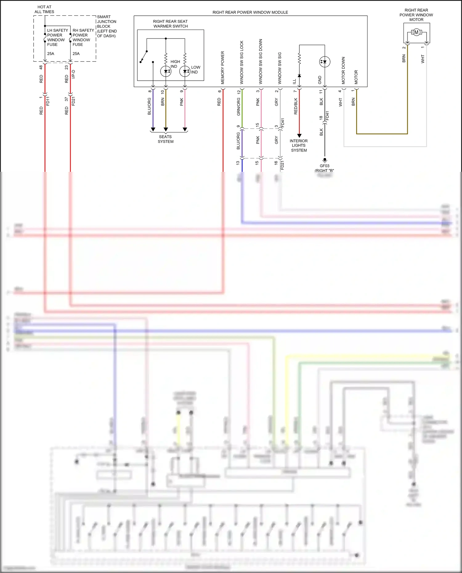Wiring diagram driver door module for Hyundai Sonata VII facelift (2017-2019) (10 of 23)