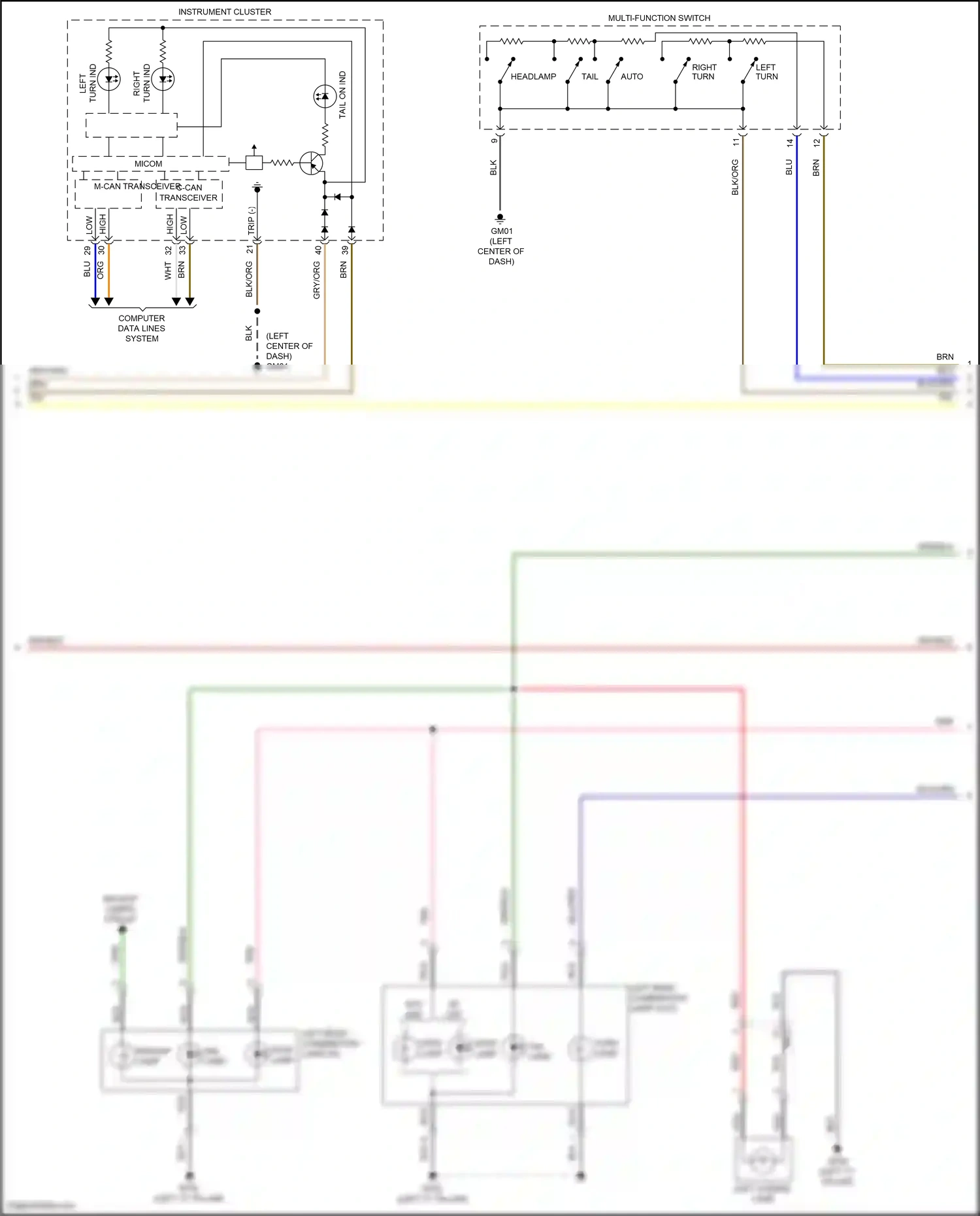 Wiring diagram left turn for Hyundai Sonata VII facelift (2017-2019) (1 of 4)