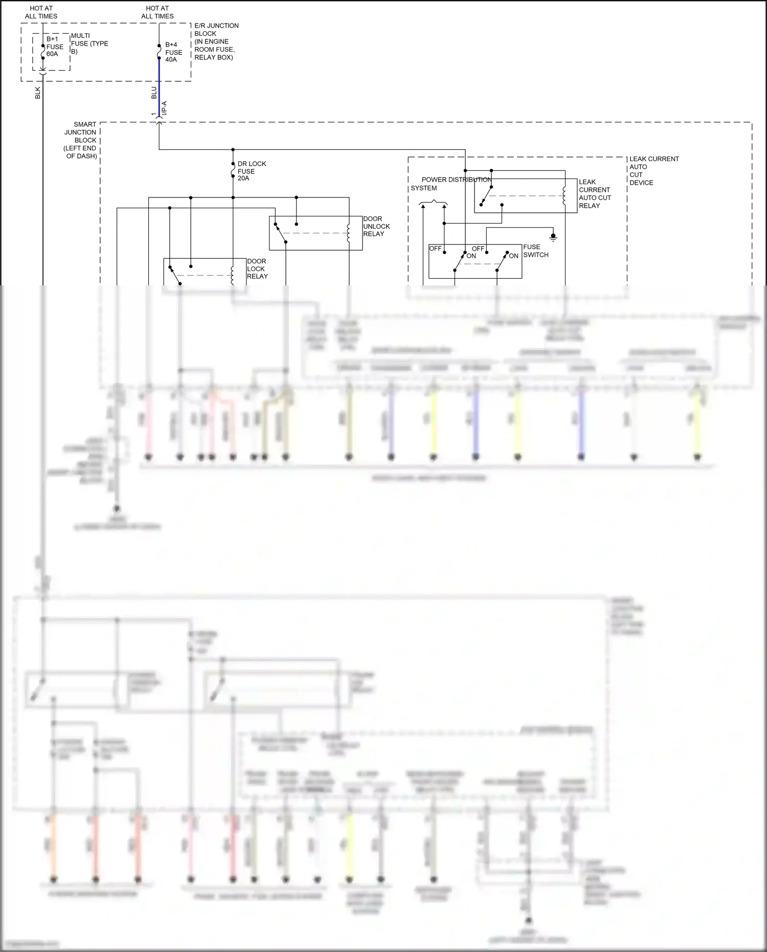 Wiring diagram trunk, tailgate, fuel doors system for Hyundai Sonata VII facelift (2017-2019) (5 of 6)