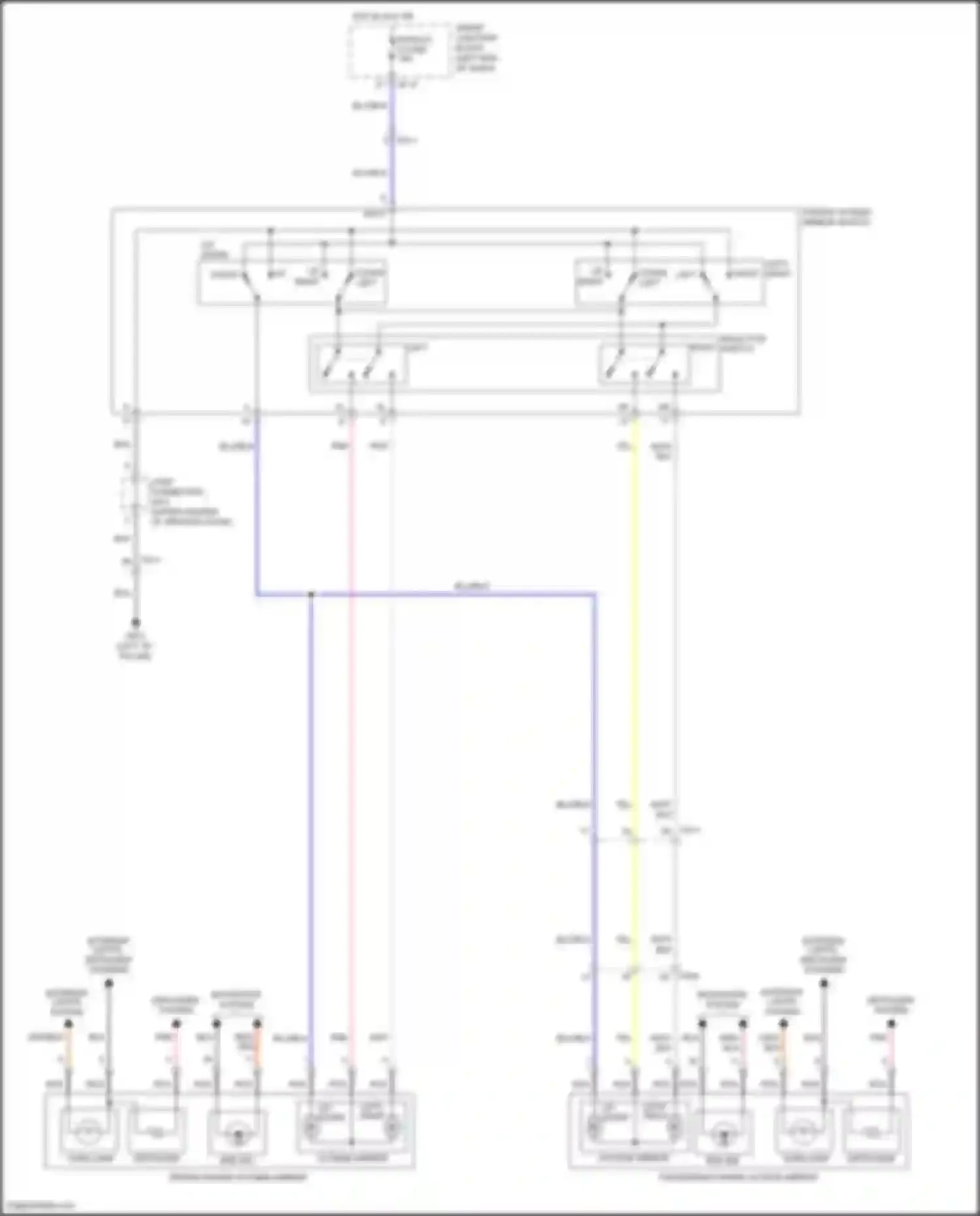 Sonata Hyundai VII (2014-2017): Power mirrors circuit, except hybrid & plug-in hybrid
