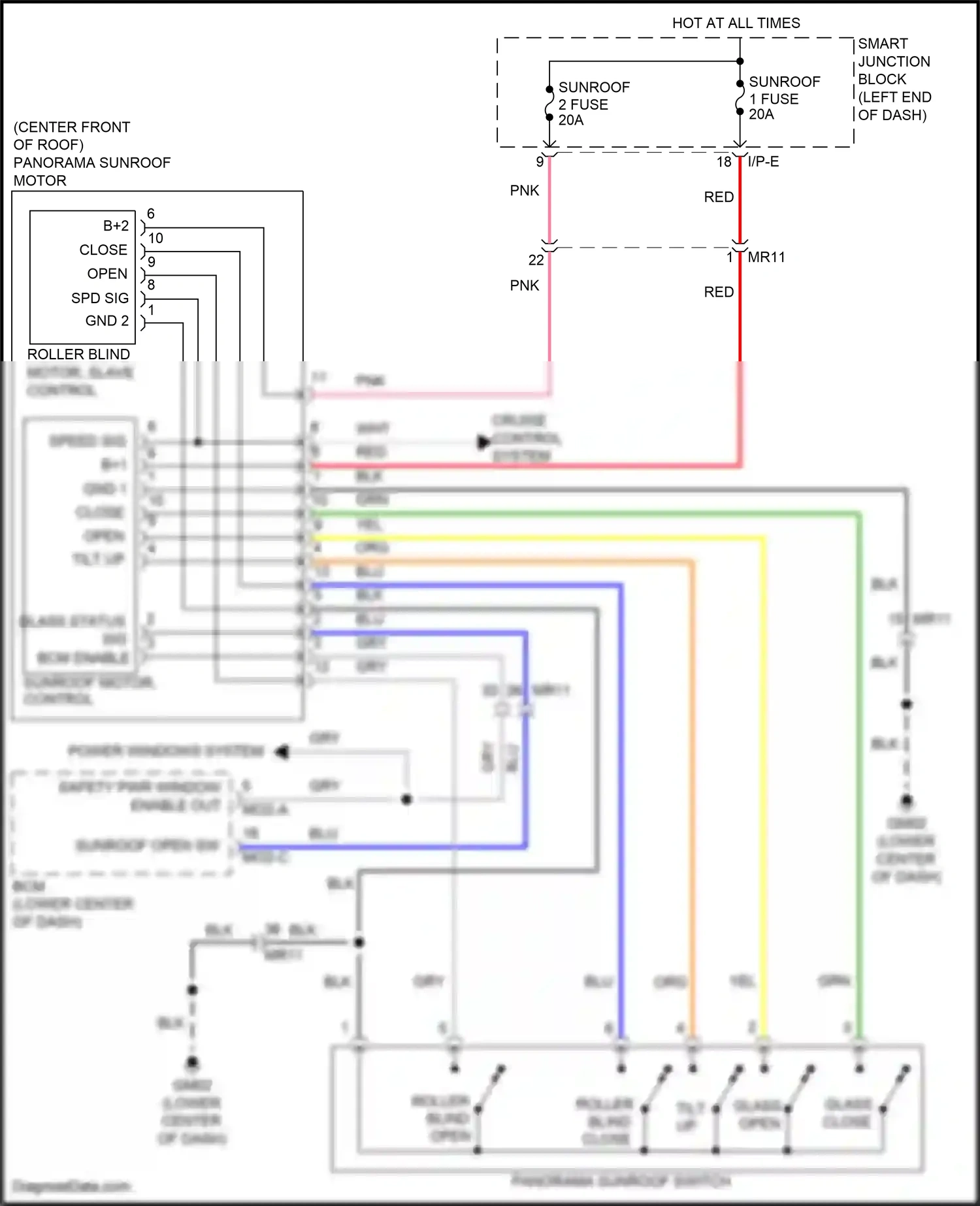 Wiring diagram b+1 for Hyundai Sonata VII (2014-2017) (2 of 2)