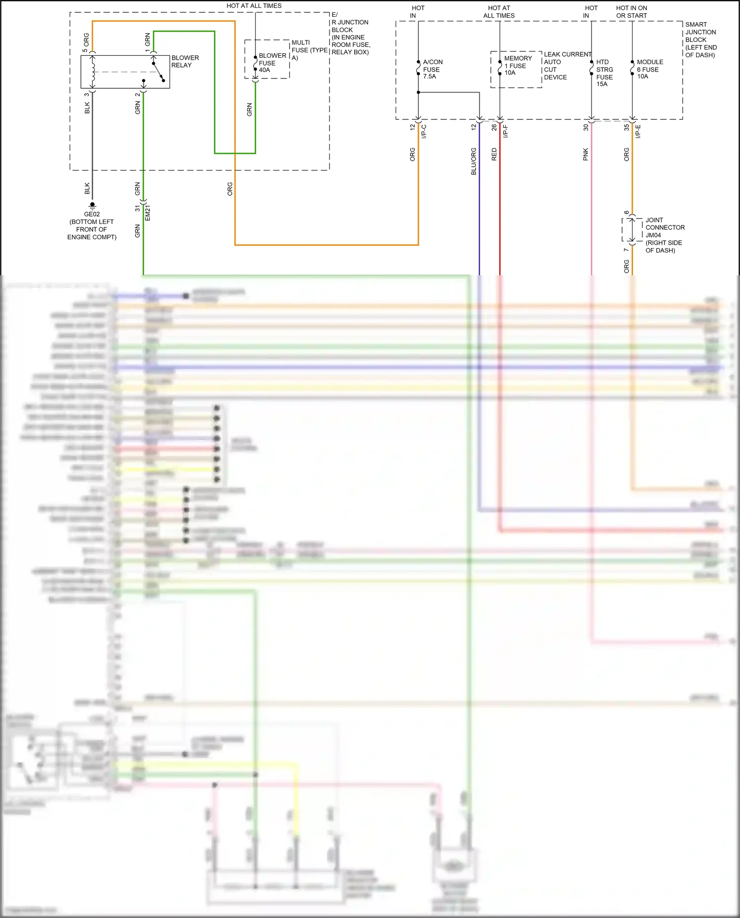 Wiring diagram blower switch for Hyundai Sonata VII (2014-2017) (1 of 2)