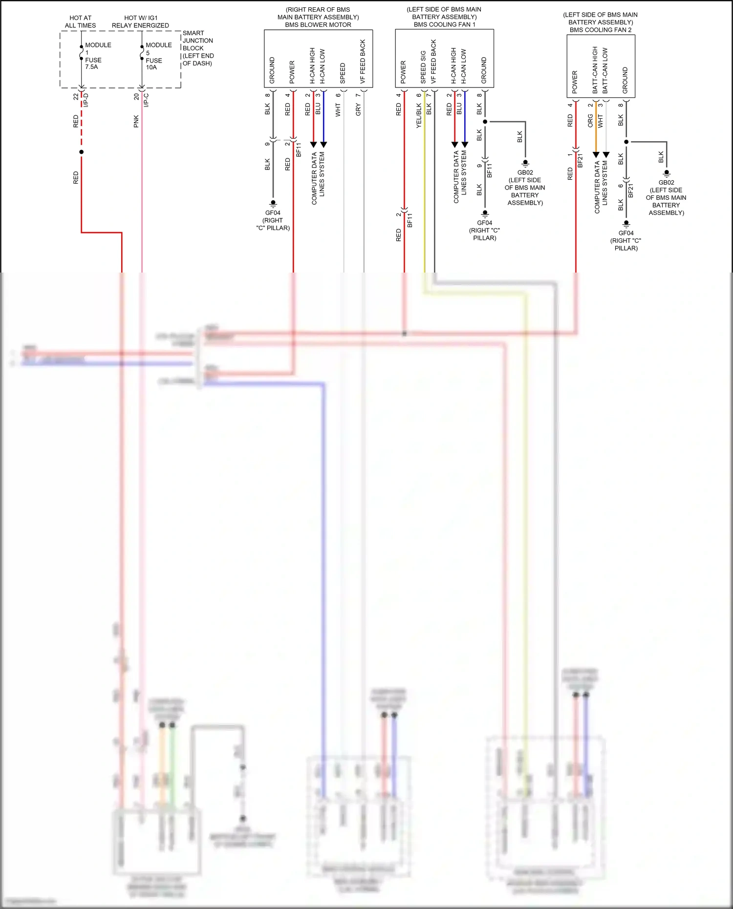 Wiring diagram bms blower motor for Hyundai Sonata VII (2014-2017) (2 of 7)
