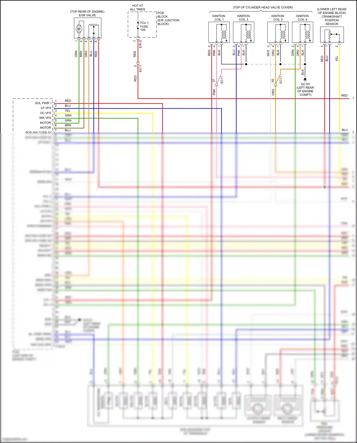 Wiring diagram cyl 1 for Hyundai Sonata VII (2014-2017) (1 of 2)