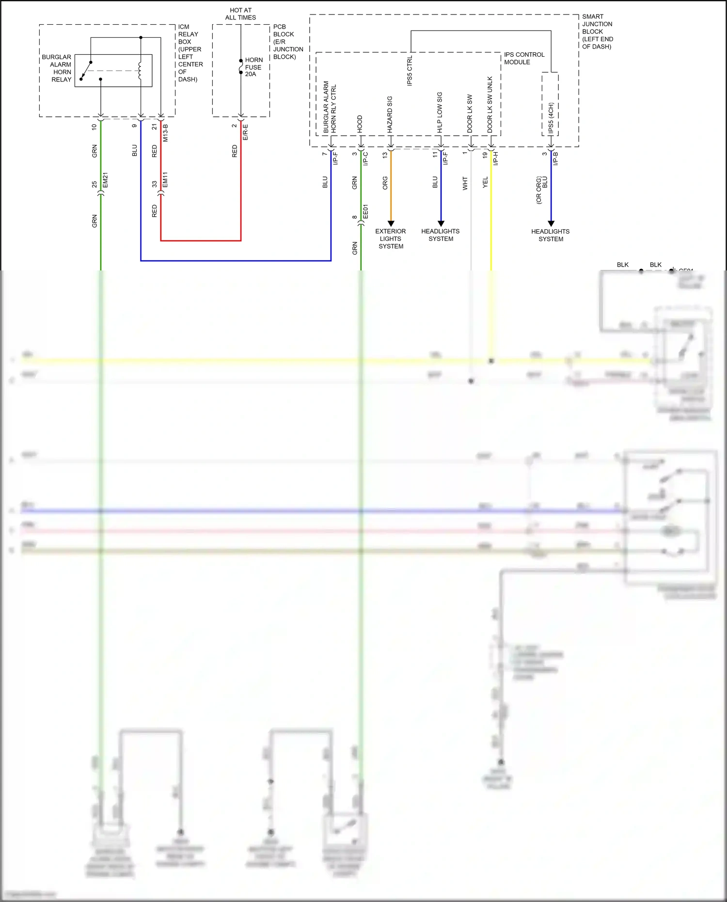 Wiring diagram horn rly ctrl for Hyundai Sonata VII (2014-2017) (3 of 8)