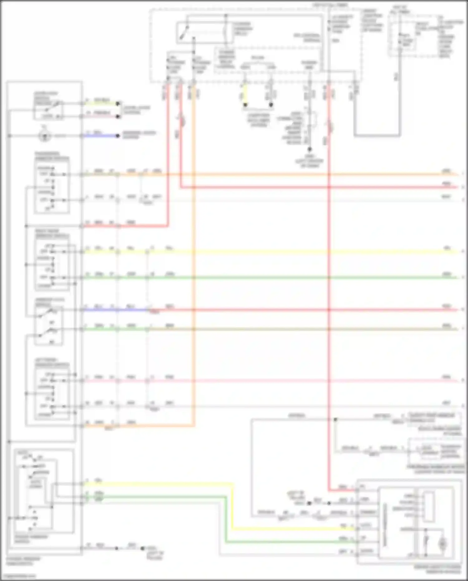 Wiring diagram left rear window switch for Hyundai Sonata VII (2014-2017) (1 of 4)