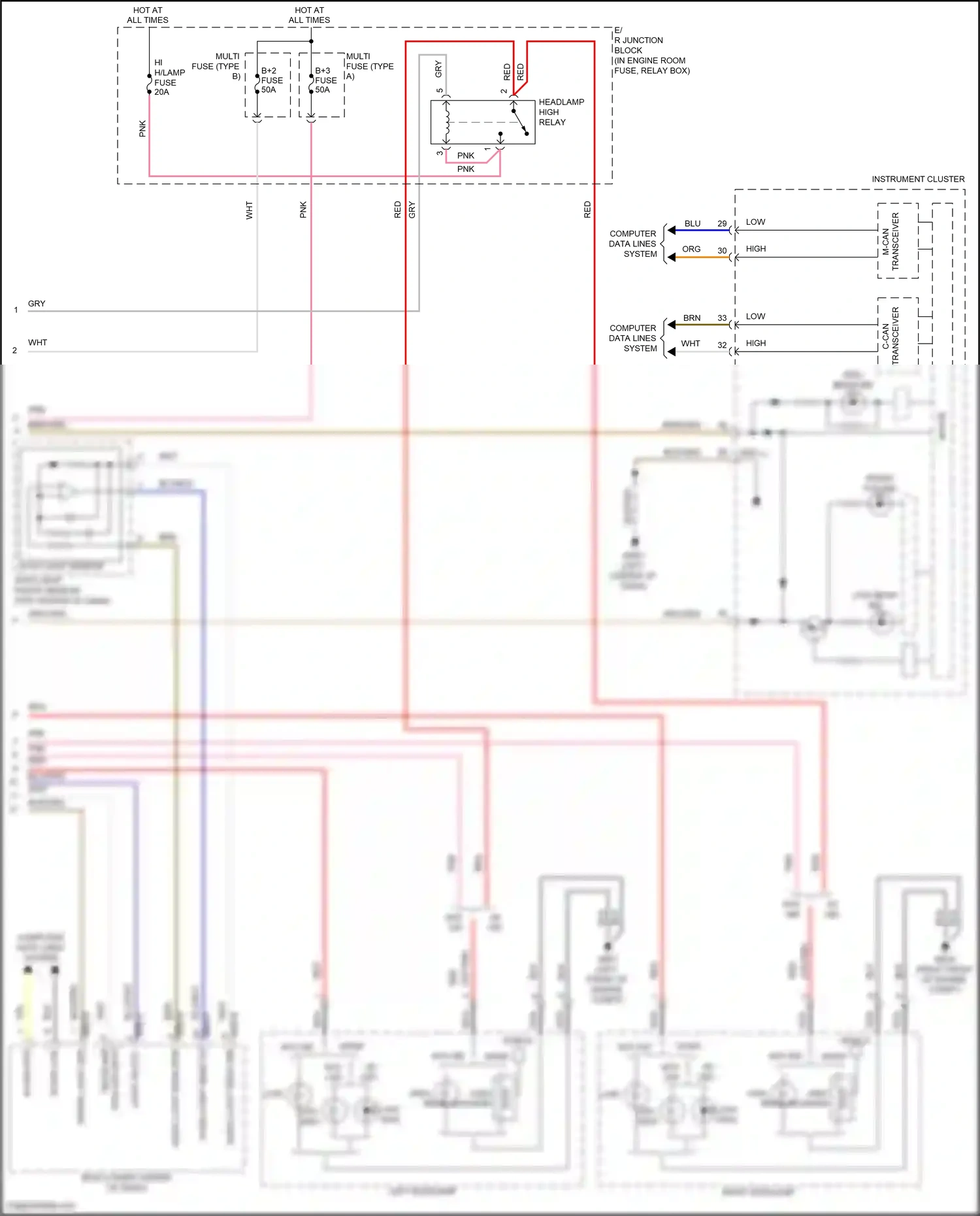 Wiring diagram low high for Hyundai Sonata VII (2014-2017) (3 of 13)