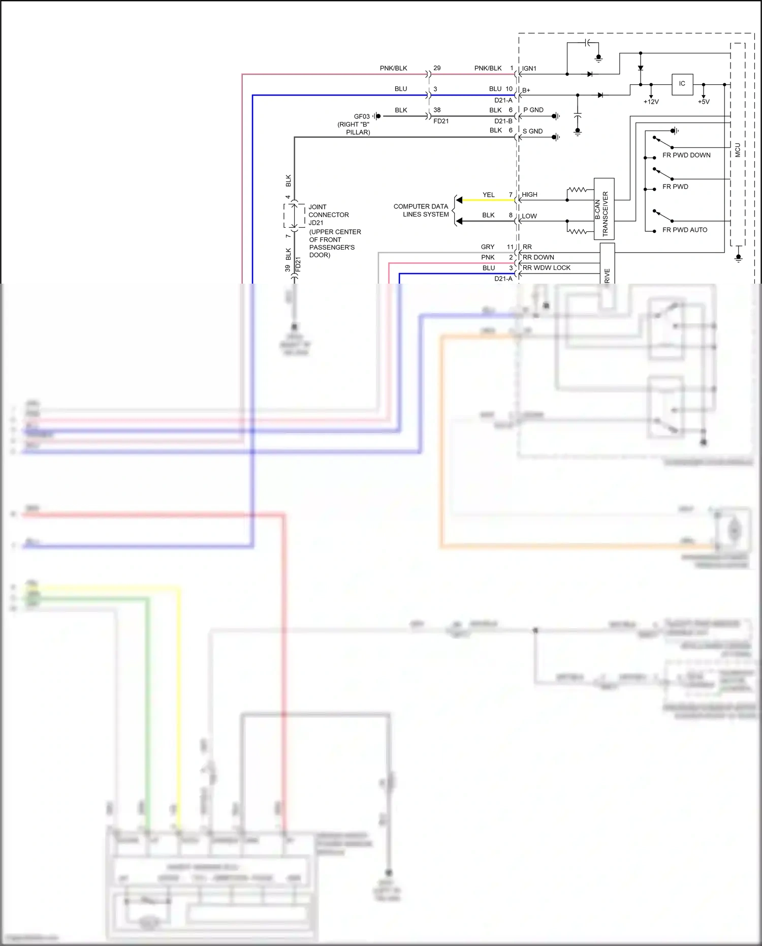 Wiring diagram rr down for Hyundai Sonata VII (2014-2017) (1 of 3)