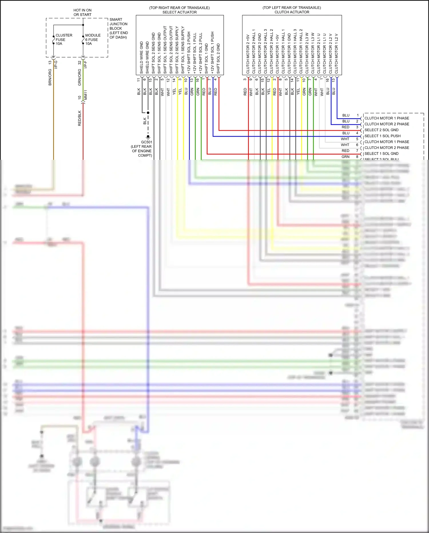 Wiring diagram shift motor 2 supply for Hyundai Sonata VII (2014-2017) (1 of 1)