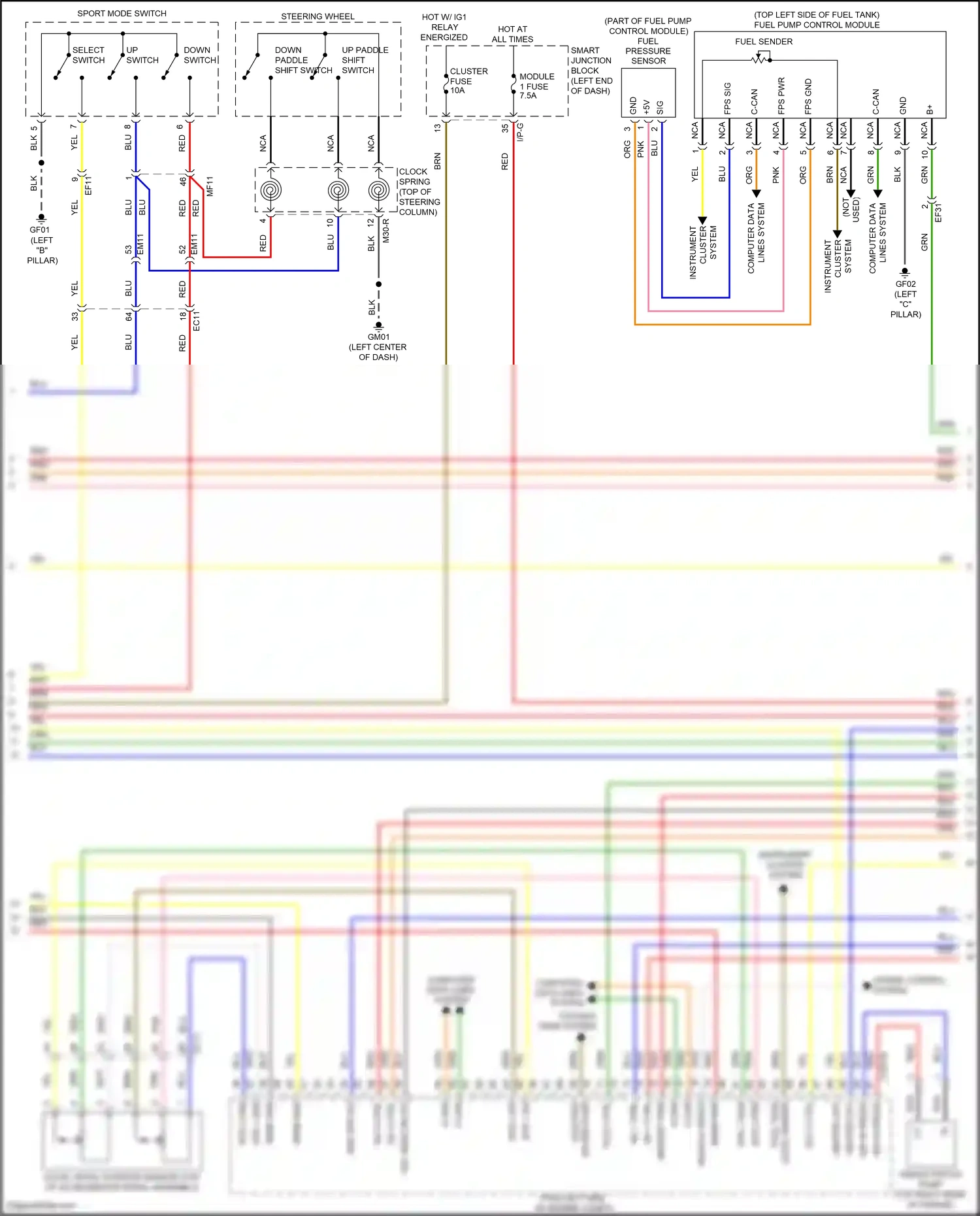 Wiring diagram single piston pump for Hyundai Sonata VII (2014-2017) (1 of 2)