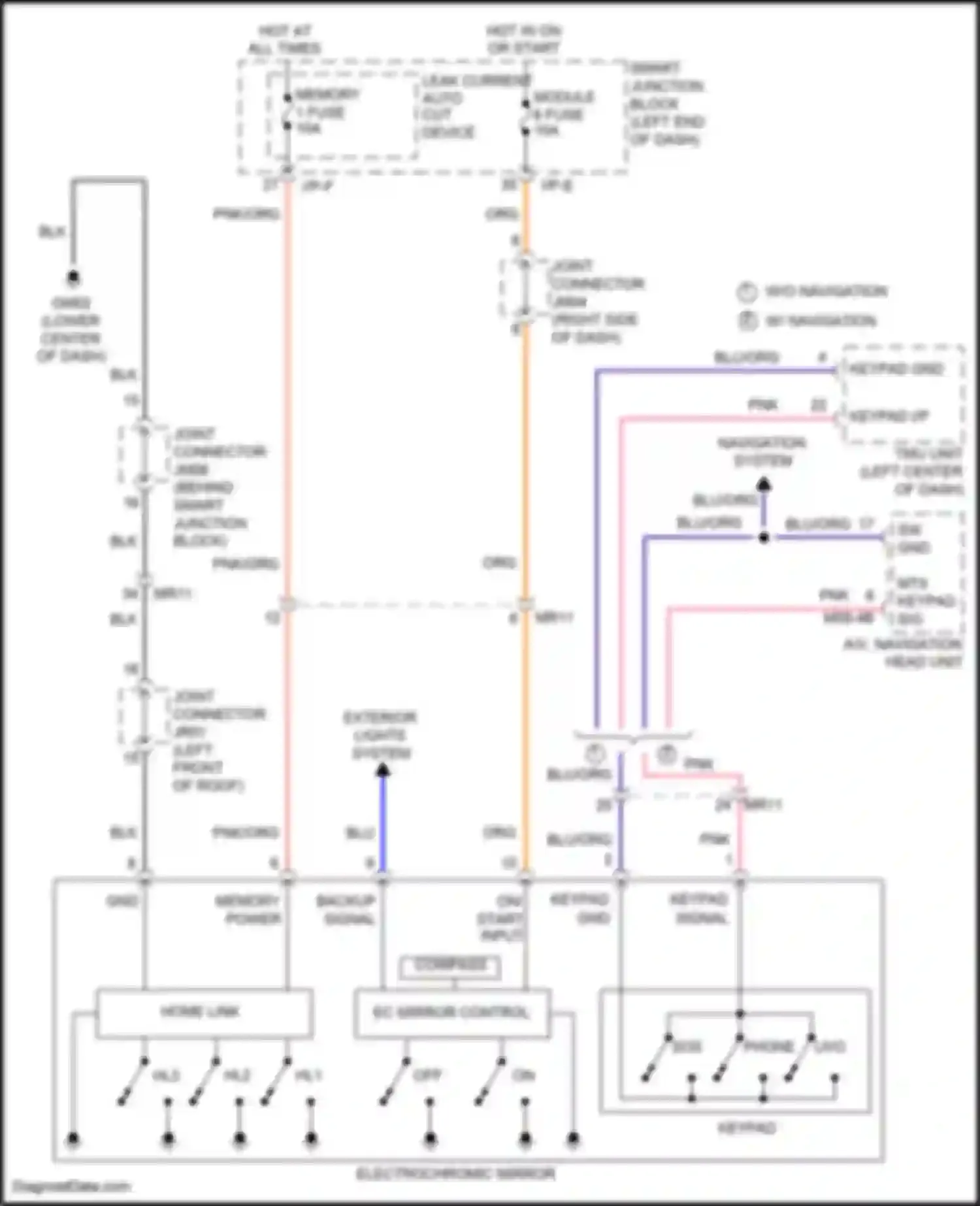 Wiring diagram w/o navigation w/ navigation for Hyundai Sonata VII (2014-2017) (1 of 2)