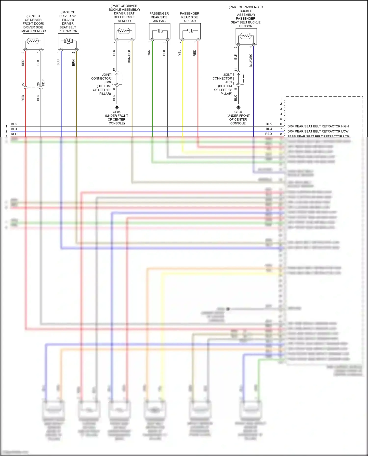 Wiring diagram driver front side impact sensor for Hyundai Sonata VIII facelift (2023-2024) (1 of 2)