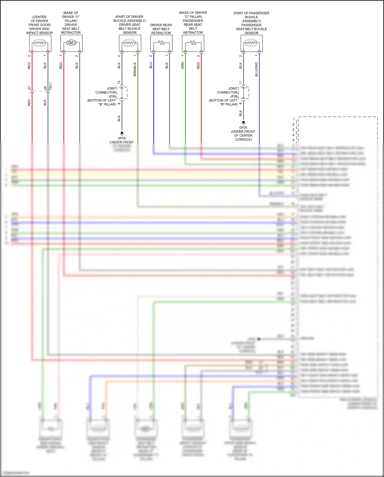 Wiring diagram driver front side impact sensor for Hyundai Sonata VIII facelift (2023-2024) (2 of 2)
