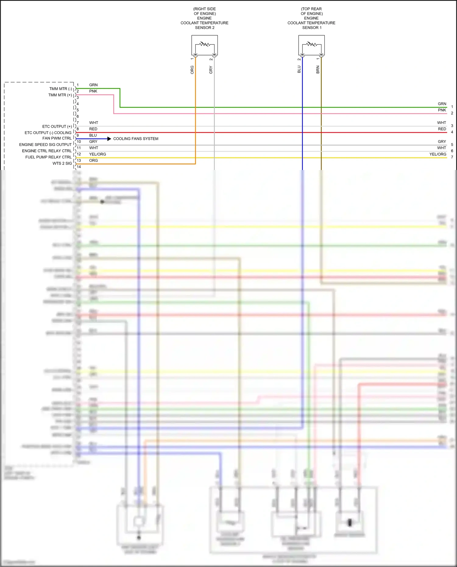 Wiring diagram engine coolant temperature sensor 1 for Hyundai Sonata VIII facelift (2023-2024) (8 of 8)