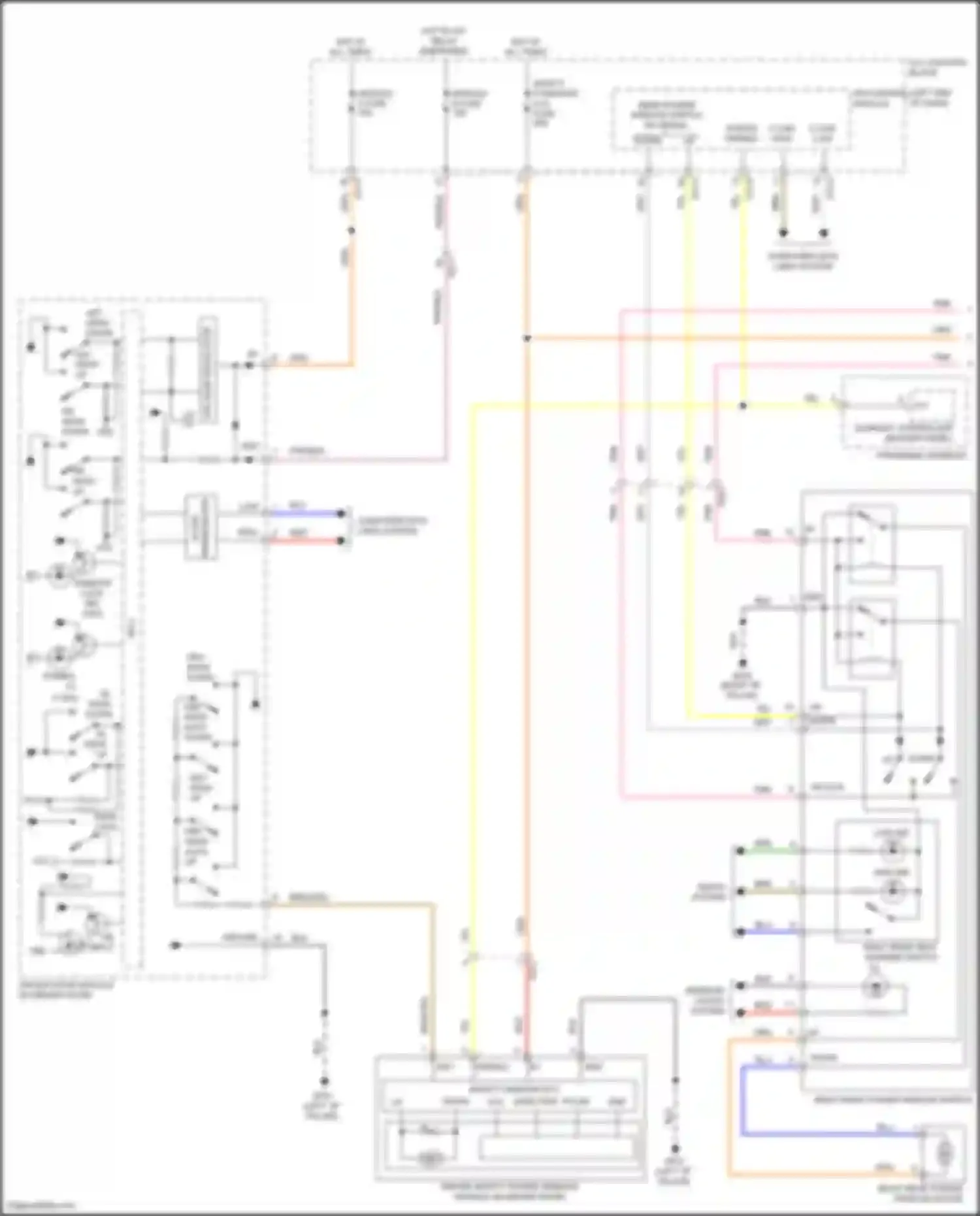 Sonata Hyundai VIII (2019-2023): Power windows circuit, hybrid w/o pssenger auto up/down & safety (1 of 2)