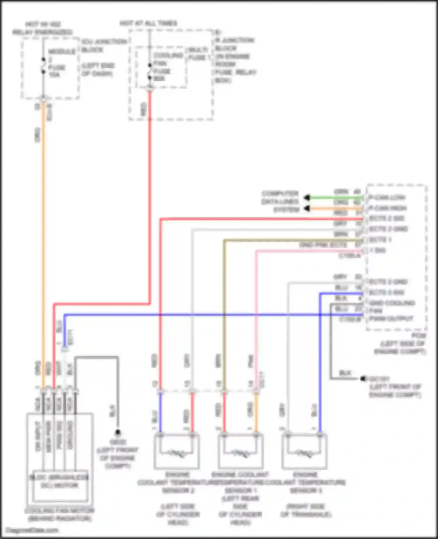 Wiring diagram engine coolant temperature sensor 3 for Hyundai Sonata VIII (2019-2023) (4 of 6)