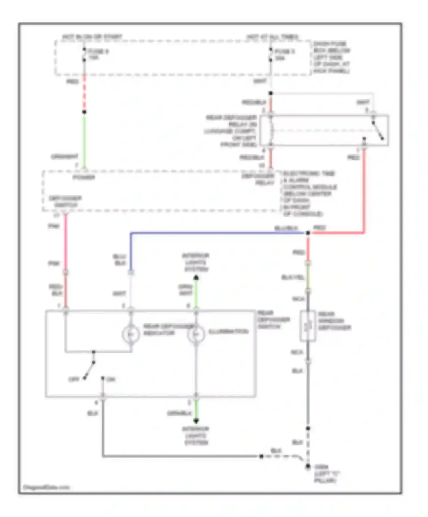 Tiburon Hyundai I facelift (1999-2002): Defogger circuit