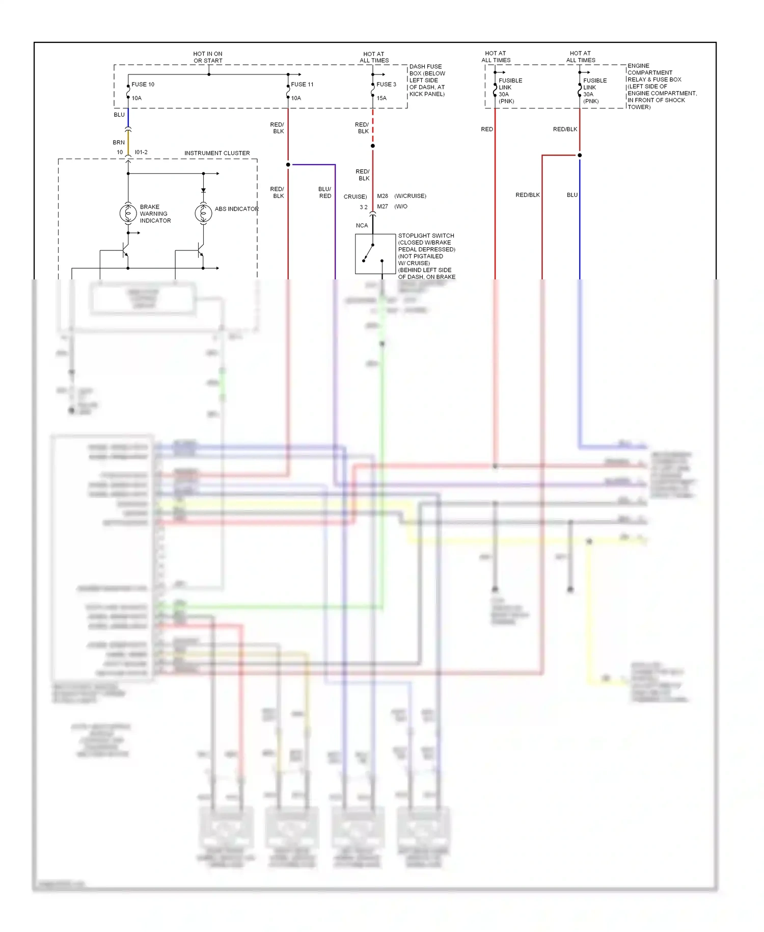 Wiring diagram abs/ebd warn ind ctrl for Hyundai Tiburon I facelift (1999-2002) (1 of 1)