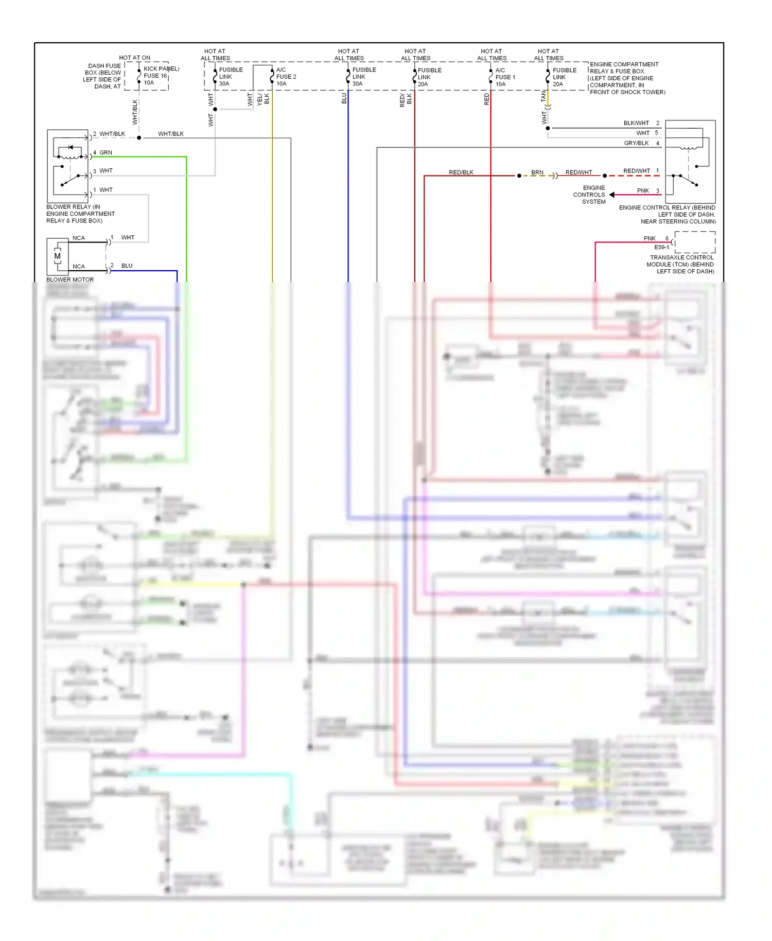 Wiring diagram a/c compressor for Hyundai Tiburon I facelift (1999-2002) (1 of 2)