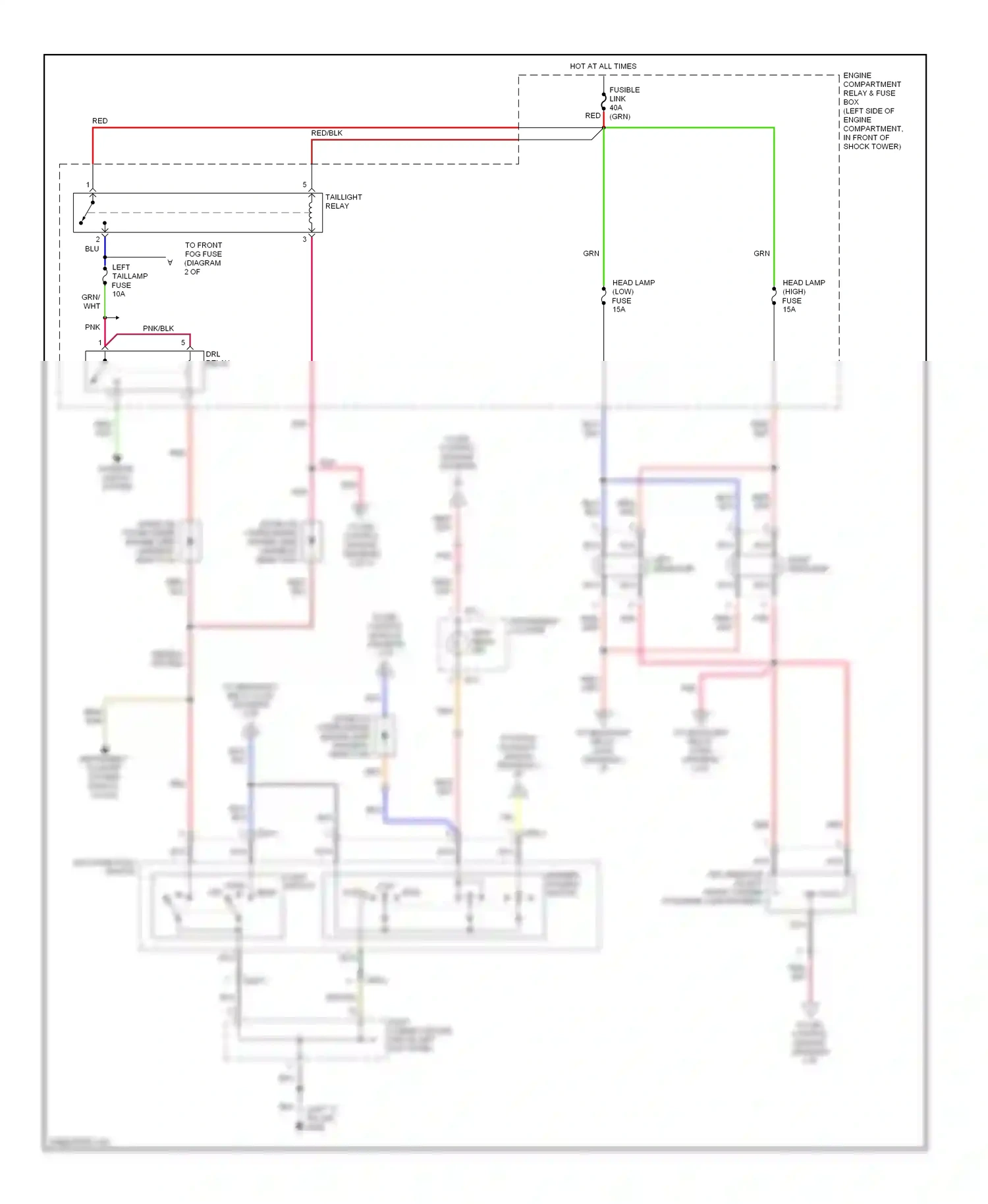 Wiring diagram dimmer, passing switch for Hyundai Tiburon I facelift (1999-2002) (1 of 1)