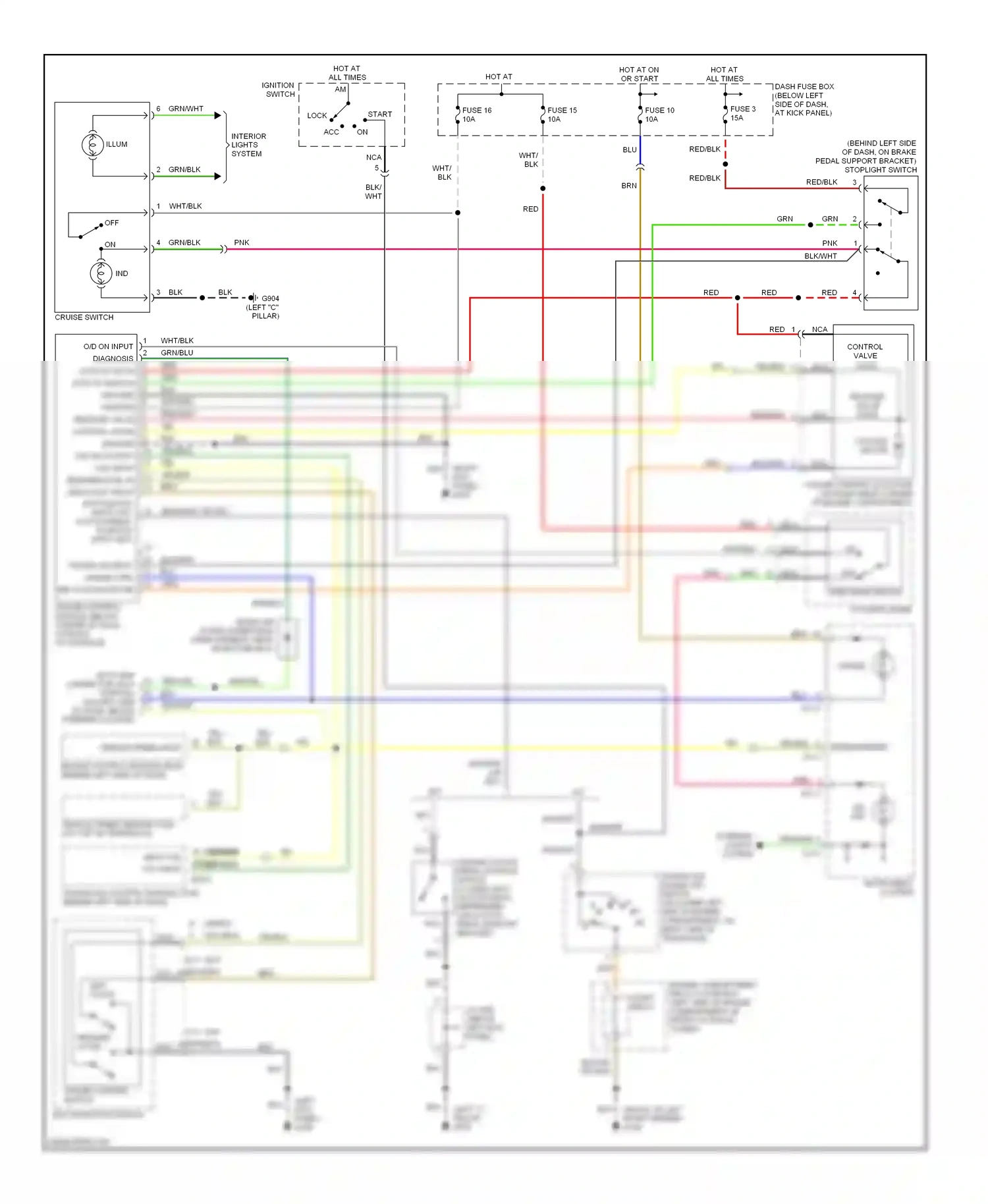 Wiring diagram ignition switch for Hyundai Tiburon I facelift (1999-2002) (1 of 4)