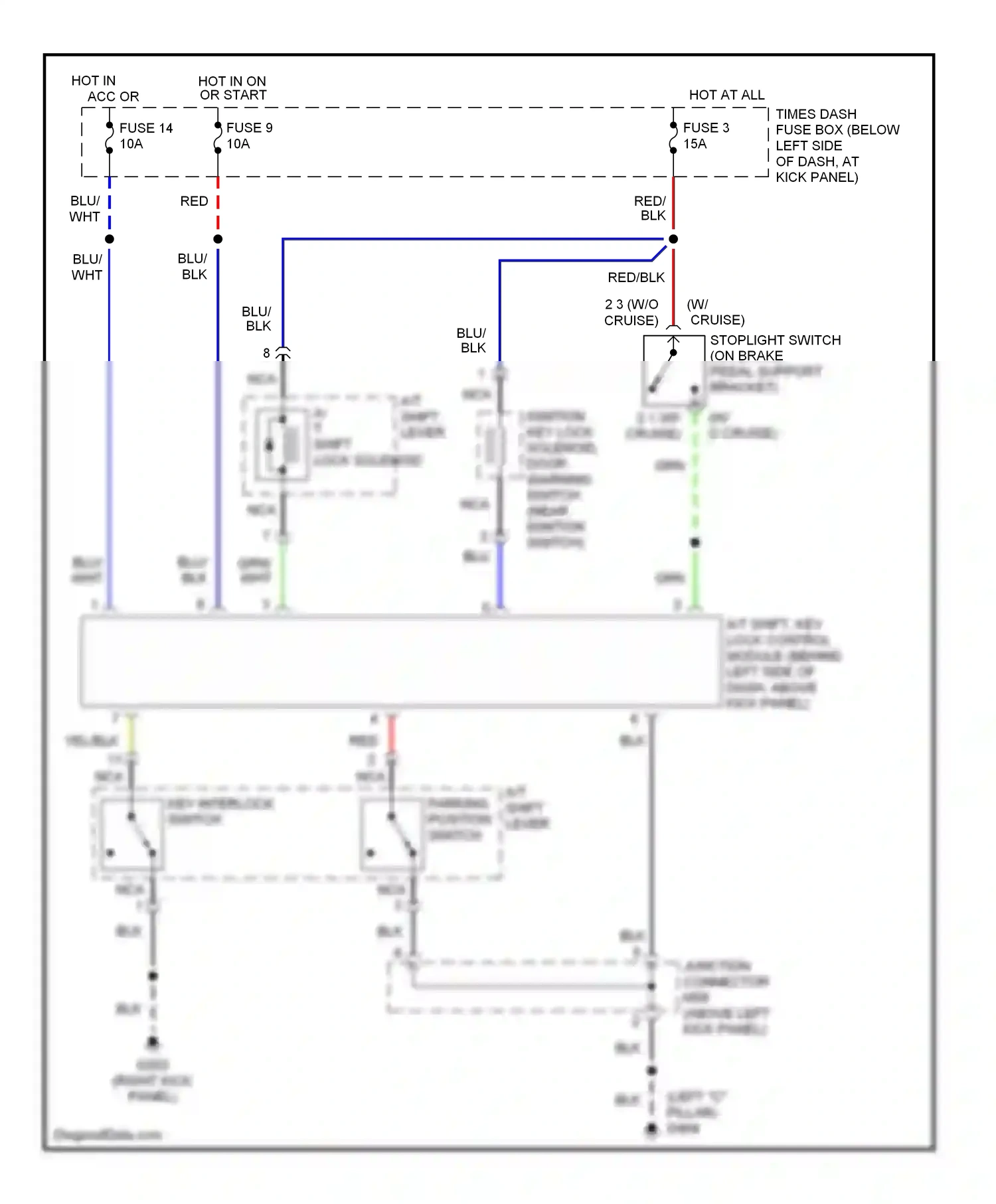 Wiring diagram key interlock switch for Hyundai Tiburon I facelift (1999-2002) (1 of 1)