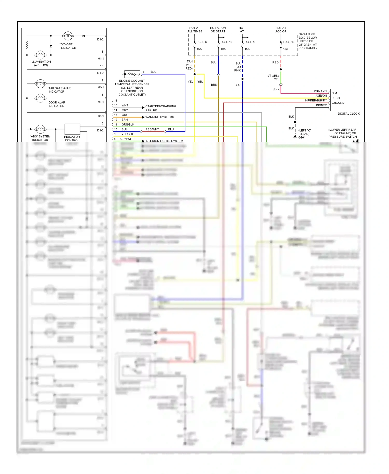 Wiring diagram left turn indicator for Hyundai Tiburon I facelift (1999-2002) (2 of 2)