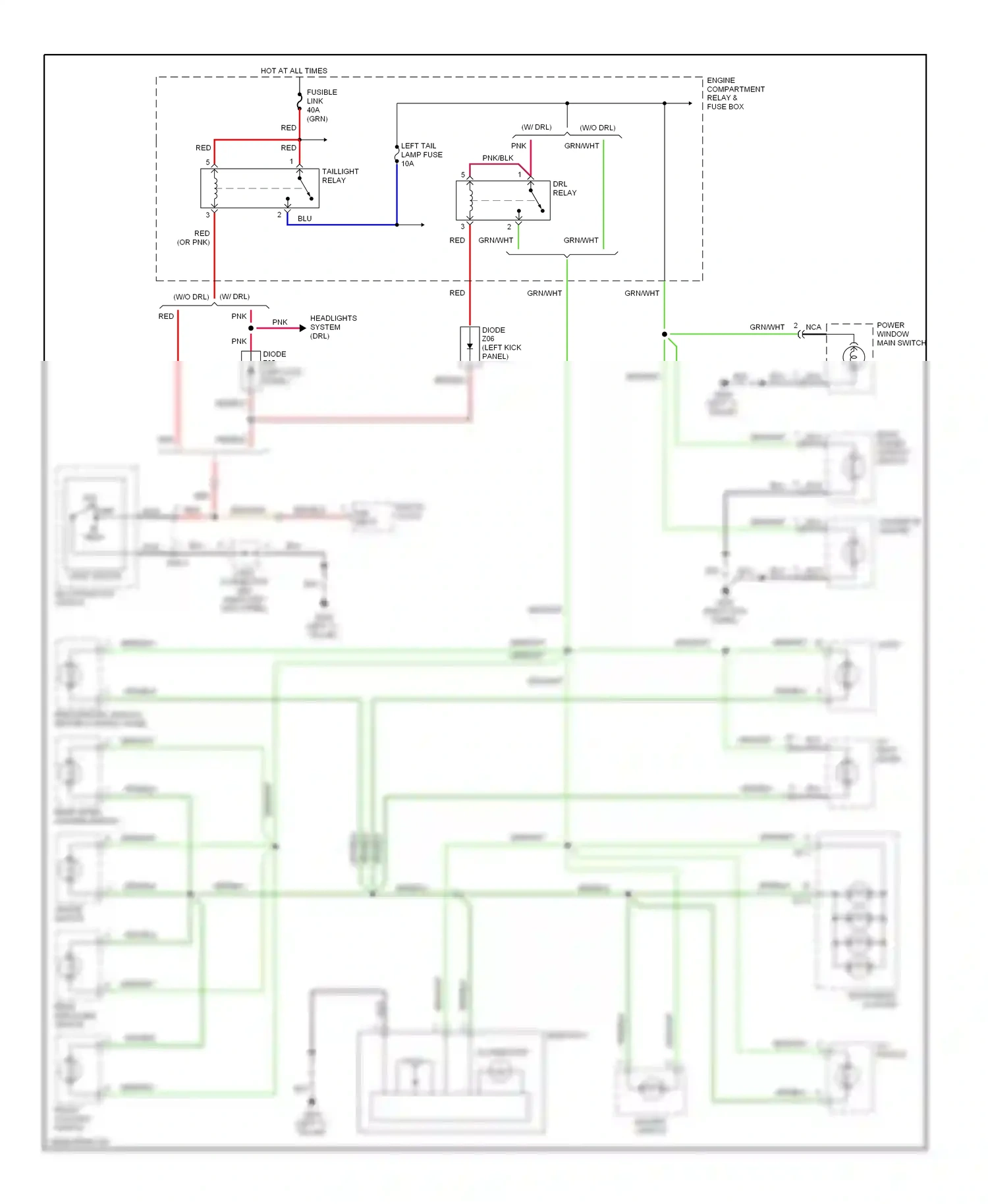 Wiring diagram light switch for Hyundai Tiburon I facelift (1999-2002) (3 of 3)