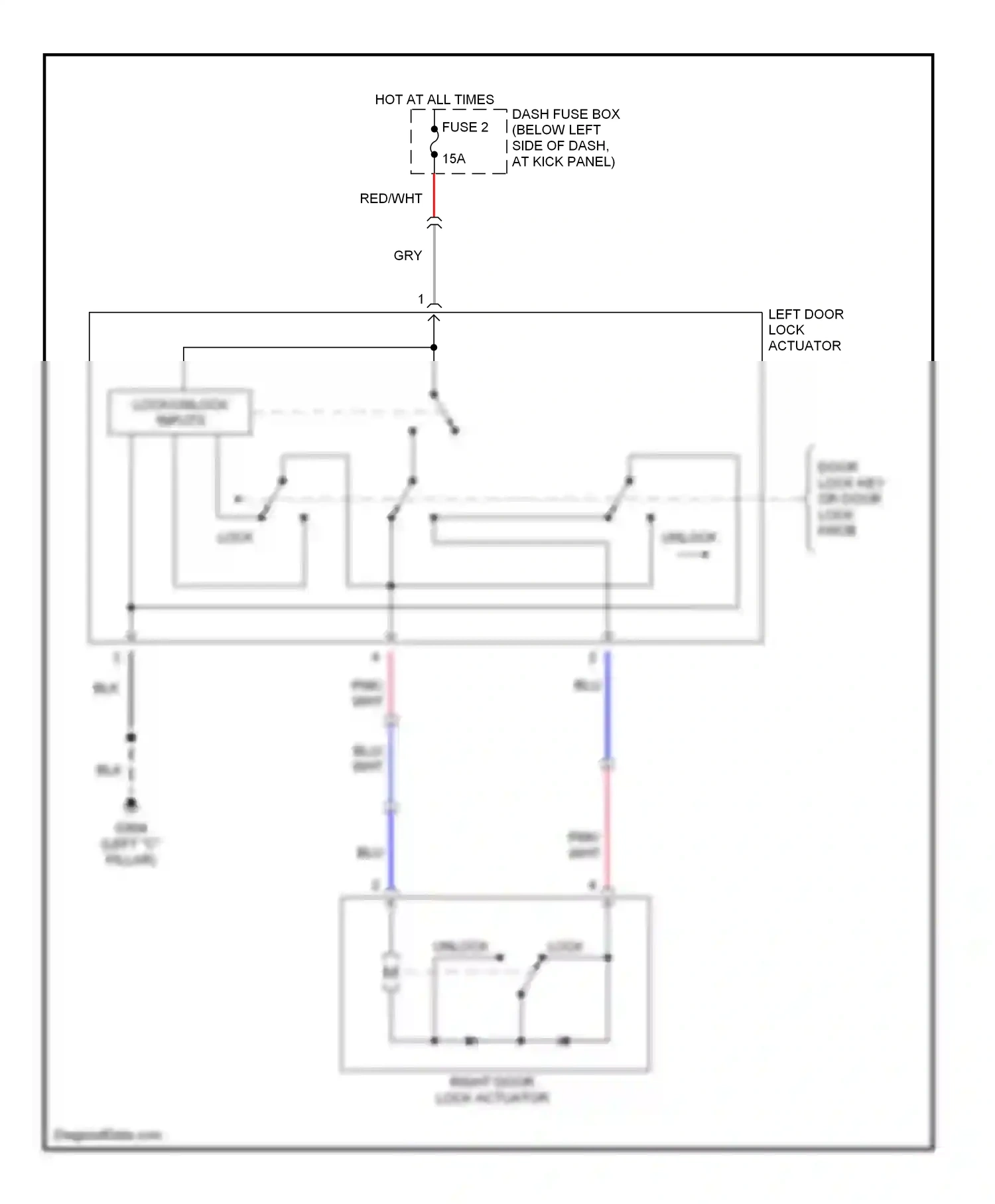 Wiring diagram lock/unlock inputs for Hyundai Tiburon I facelift (1999-2002) (1 of 1)
