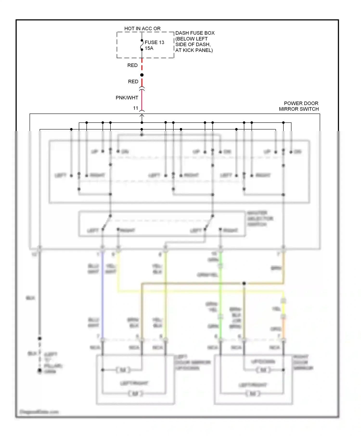 Wiring diagram master selector switch for Hyundai Tiburon I facelift (1999-2002) (1 of 1)