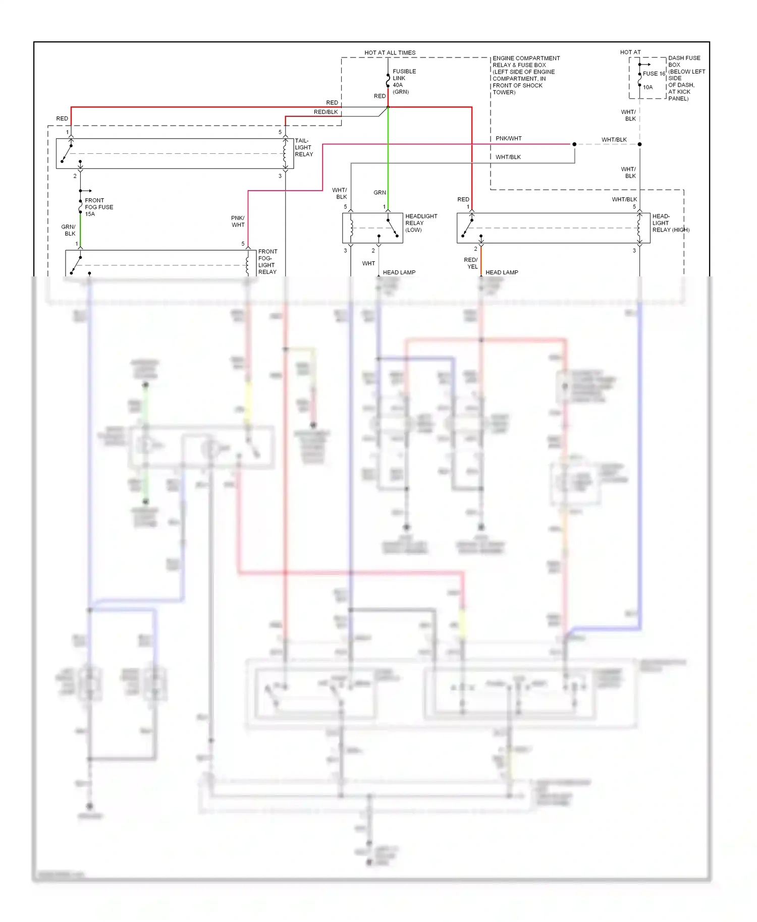 Wiring diagram multifunction switch dimmer/ passing switch for Hyundai Tiburon I facelift (1999-2002) (1 of 1)