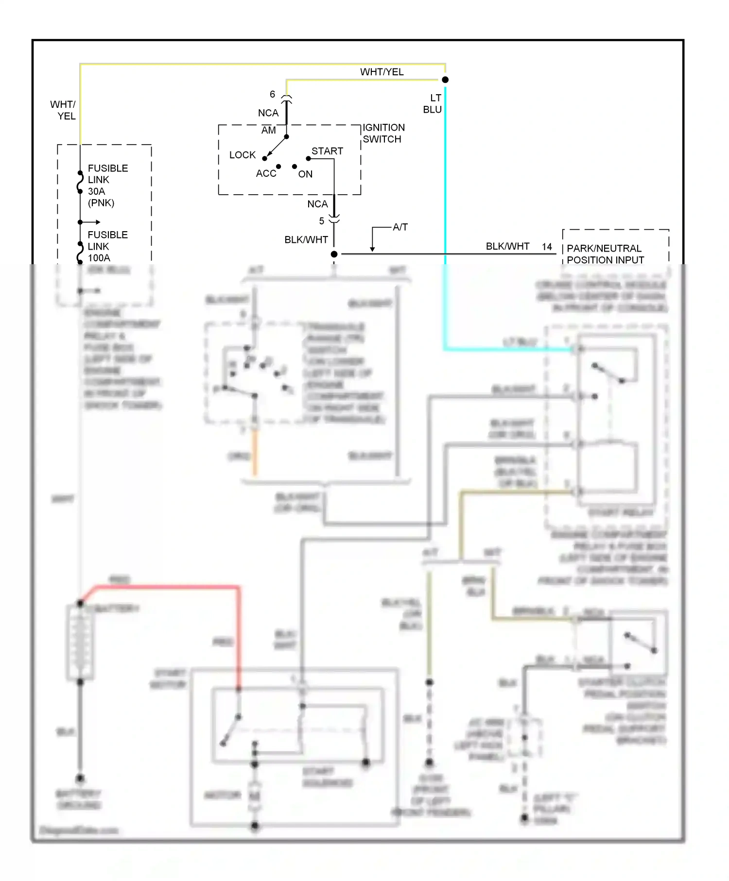 Wiring diagram park/neutral position input for Hyundai Tiburon I facelift (1999-2002) (1 of 1)