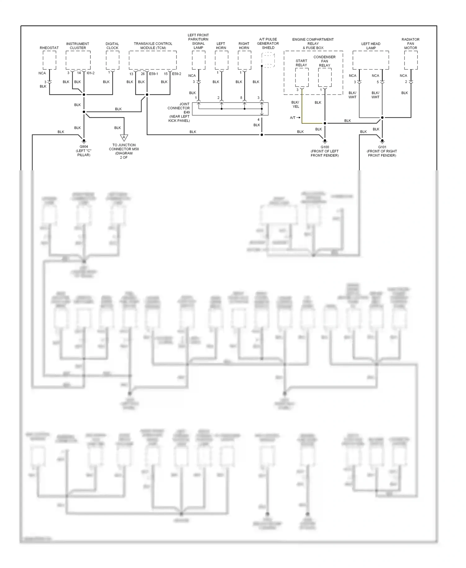Wiring diagram srs control module for Hyundai Tiburon I facelift (1999-2002) (1 of 1)