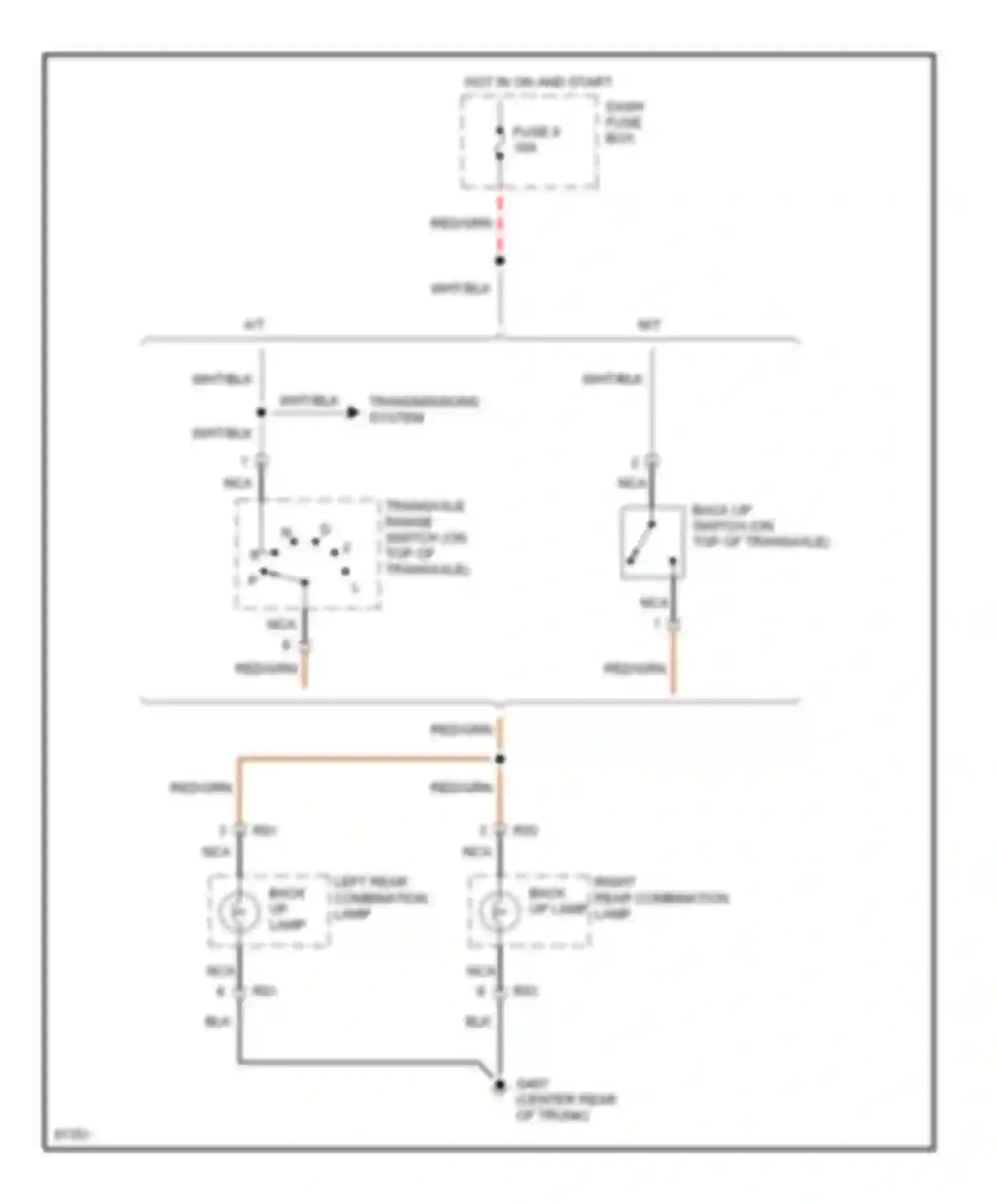 Tiburon Hyundai I (1996-1999): Back-up lamps circuit