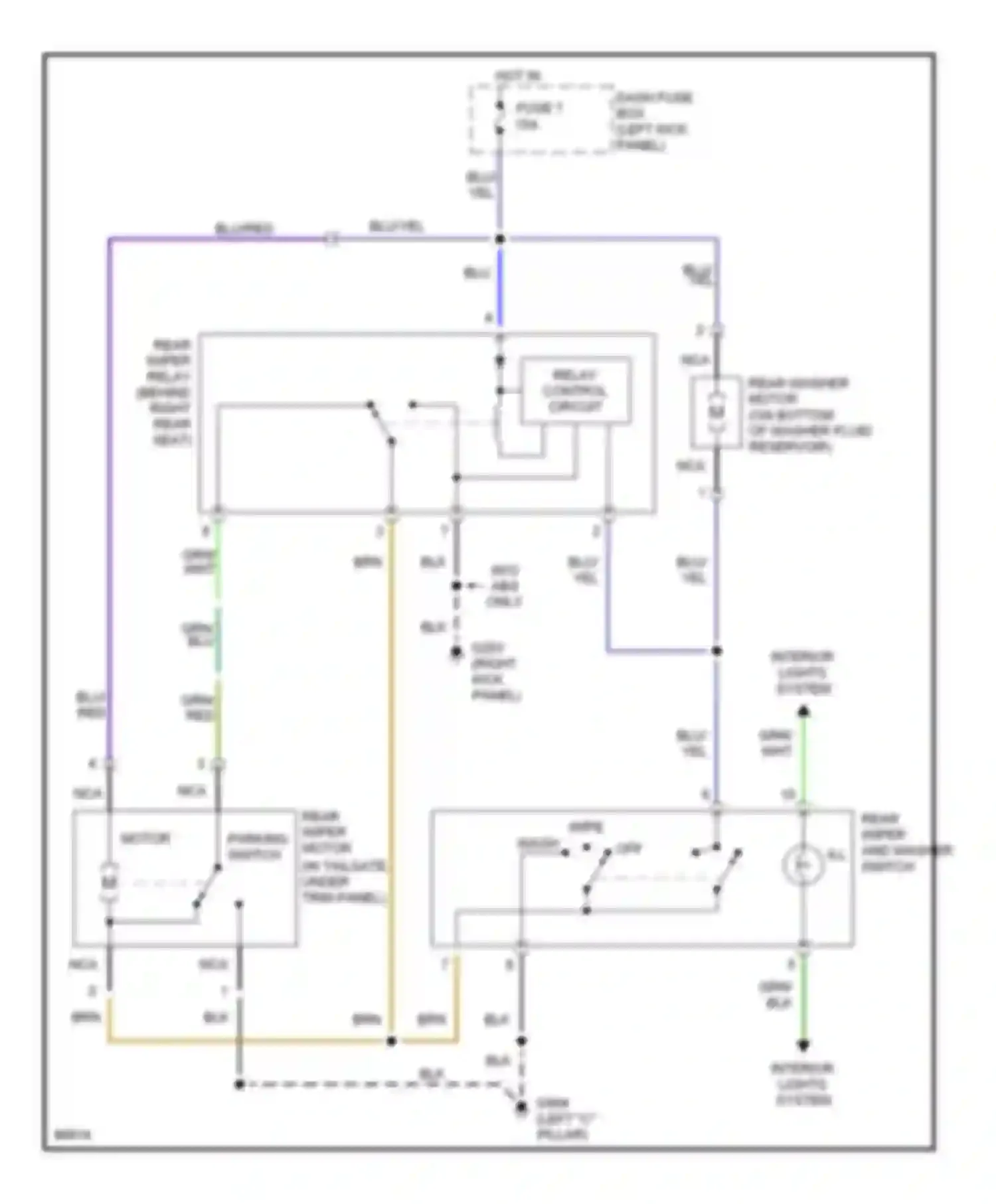 Tiburon Hyundai I (1996-1999): Rear wiper/washer circuit