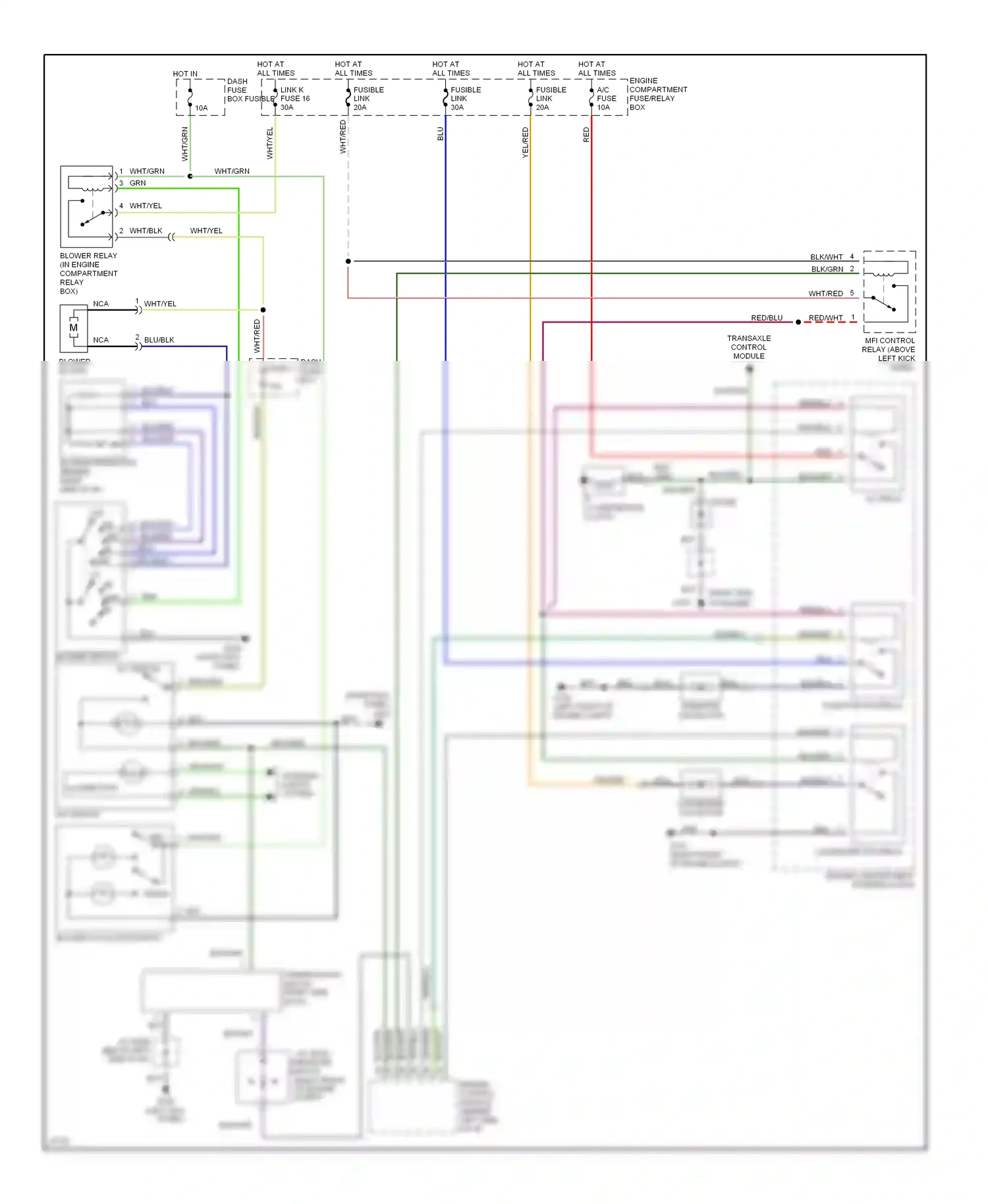 Wiring diagram a/c switch for Hyundai Tiburon I (1996-1999) (1 of 5)