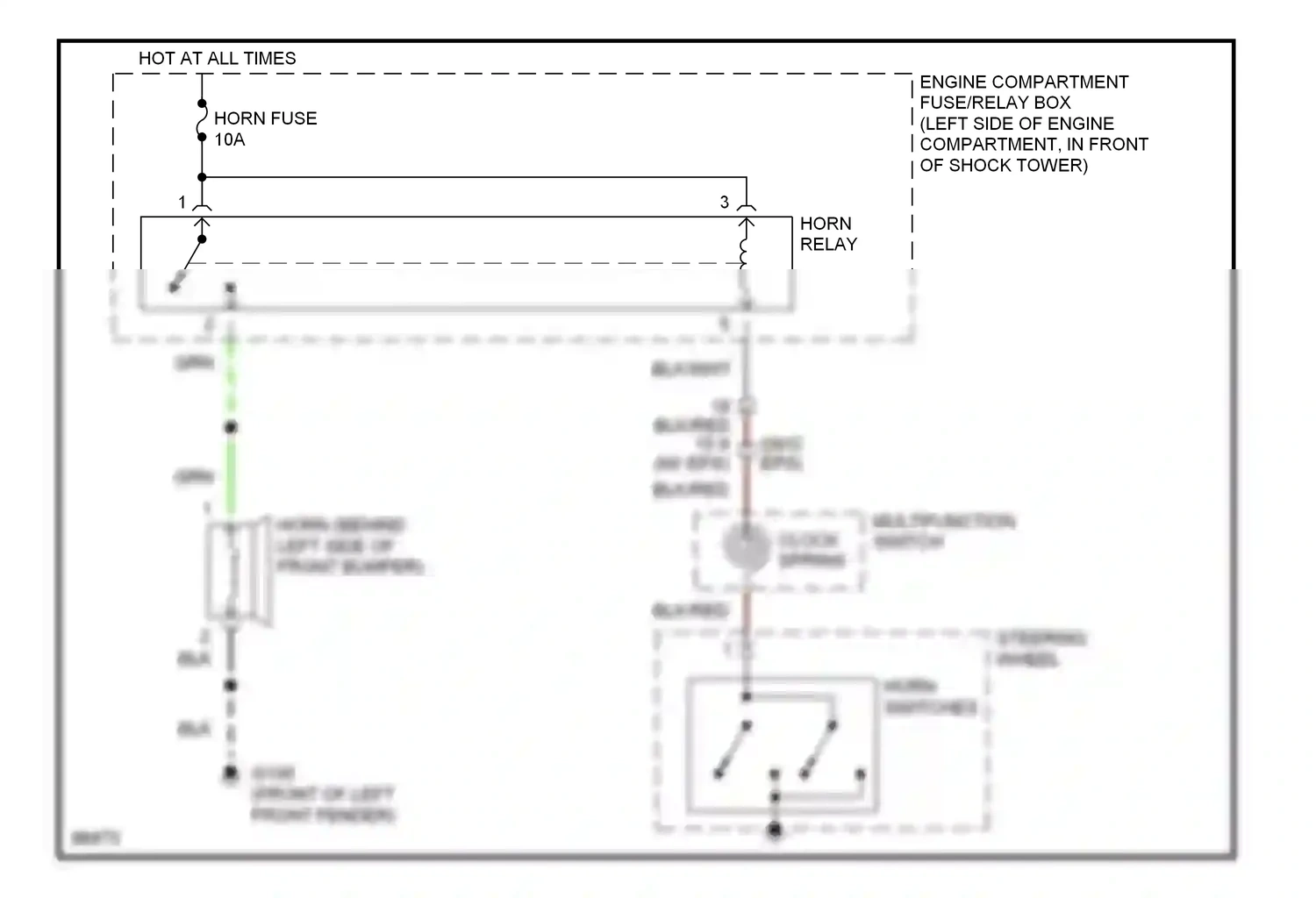 Wiring diagram clock- spring for Hyundai Tiburon I (1996-1999) (1 of 2)