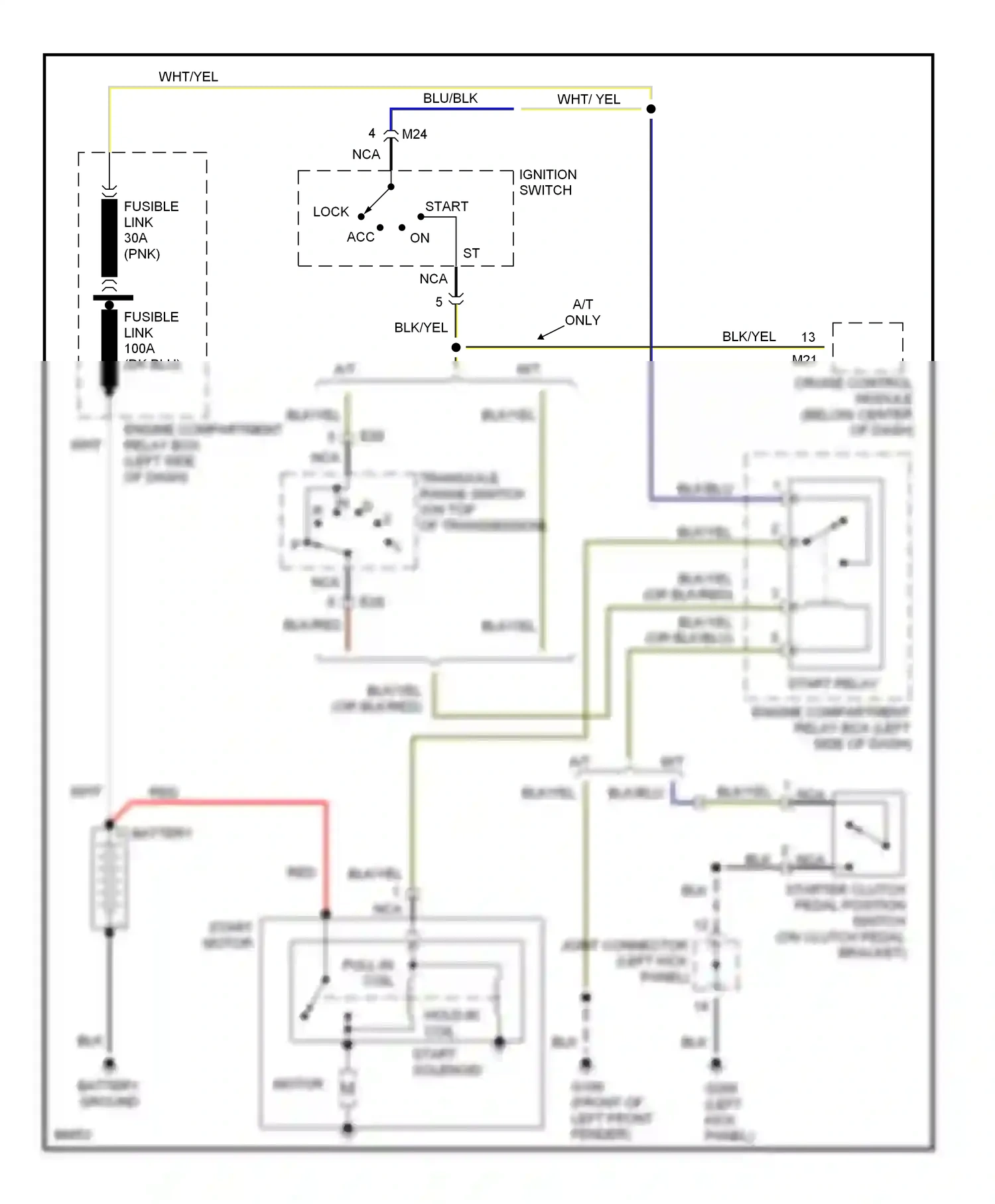 Wiring diagram ignition switch for Hyundai Tiburon I (1996-1999) (3 of 3)