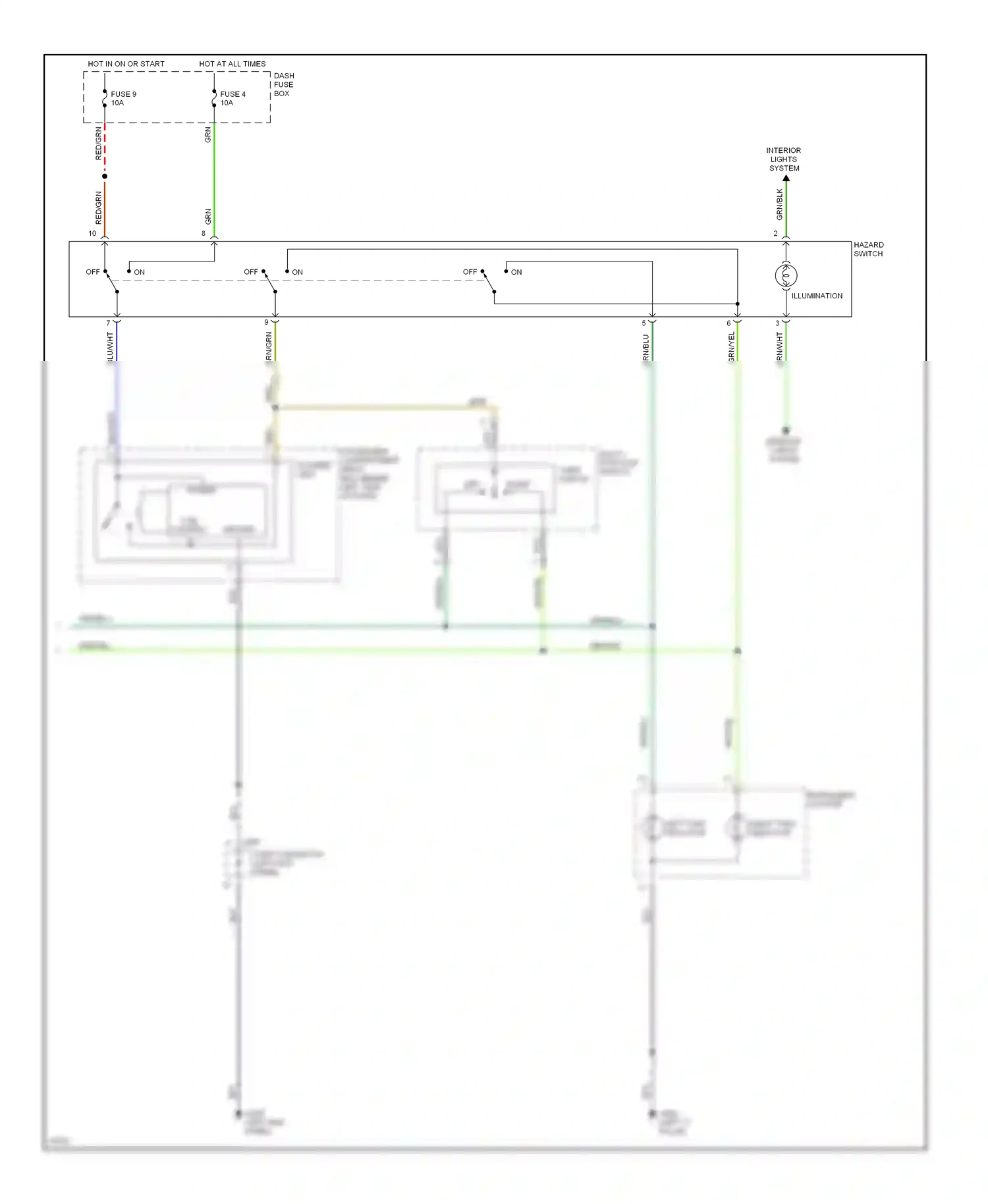 Wiring diagram multi- function switch for Hyundai Tiburon I (1996-1999) (1 of 5)