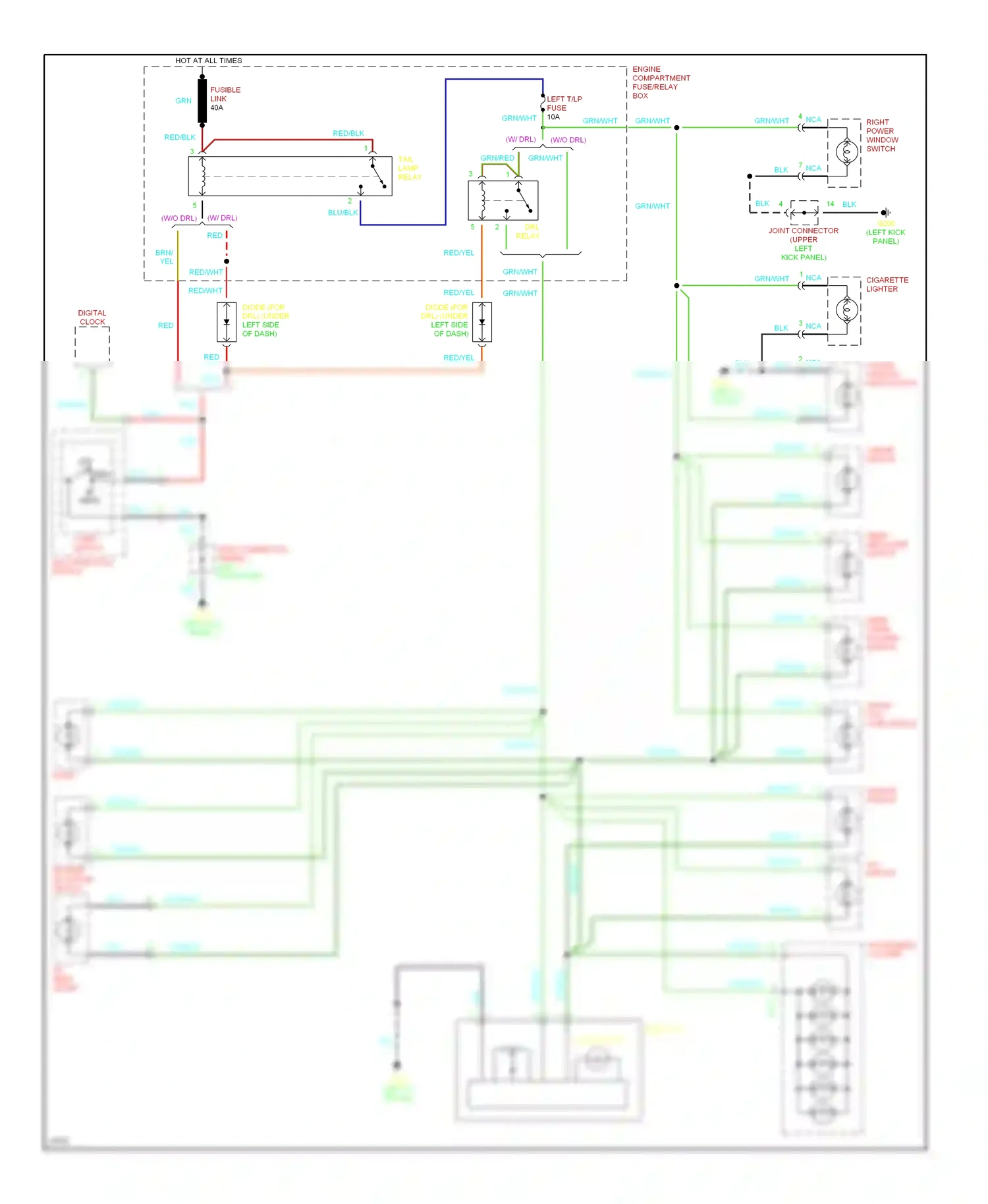Wiring diagram multifunction switch for Hyundai Tiburon I (1996-1999) (5 of 6)