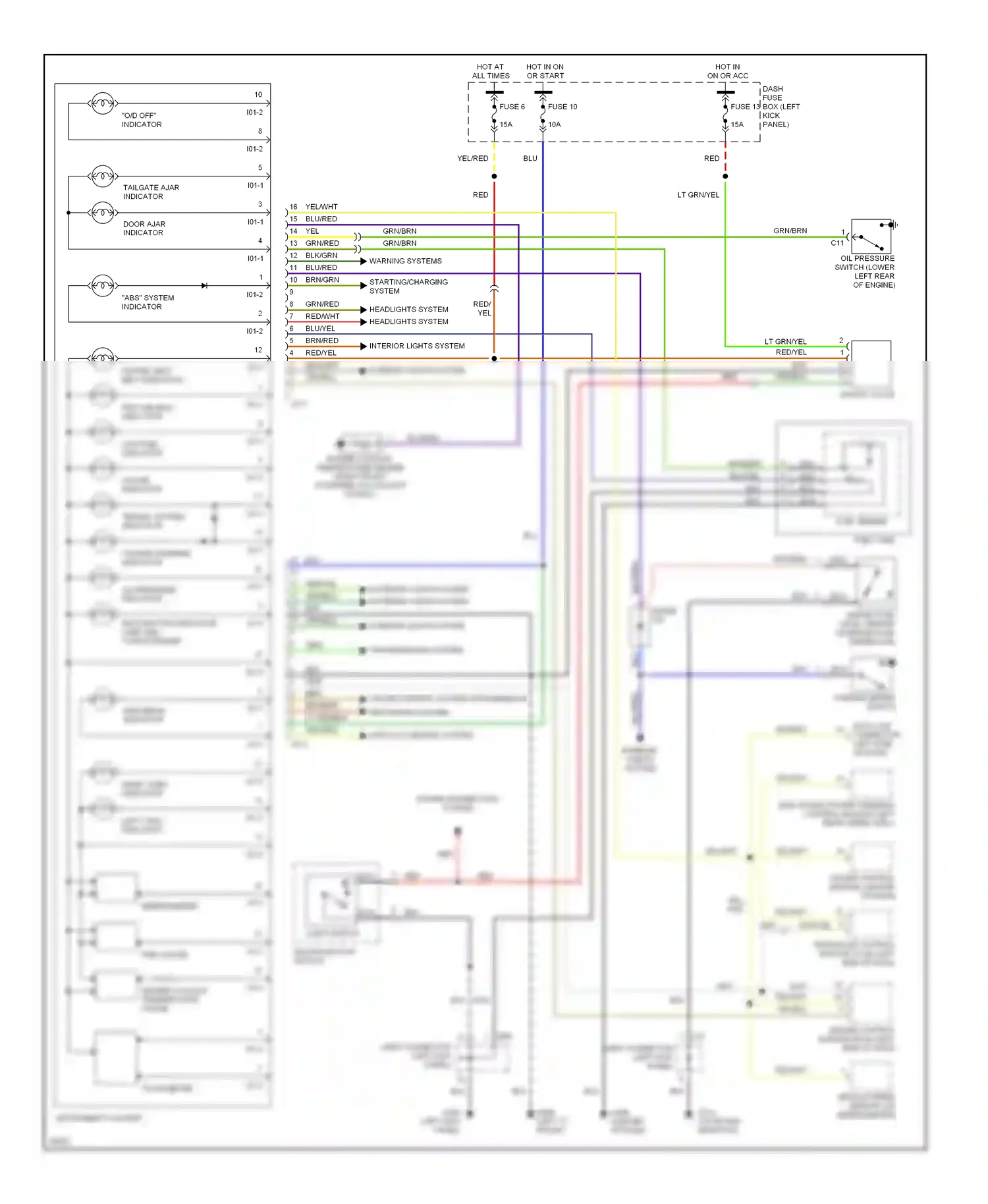 Wiring diagram tailgate ajar indicator for Hyundai Tiburon I (1996-1999) (1 of 1)
