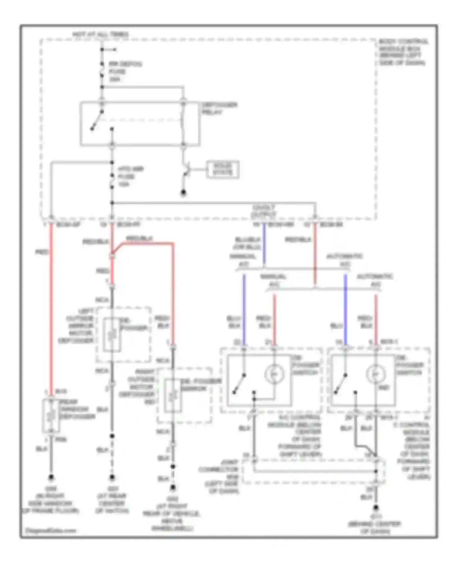 Tiburon Hyundai II facelift (2007-2009): Defoggers circuit