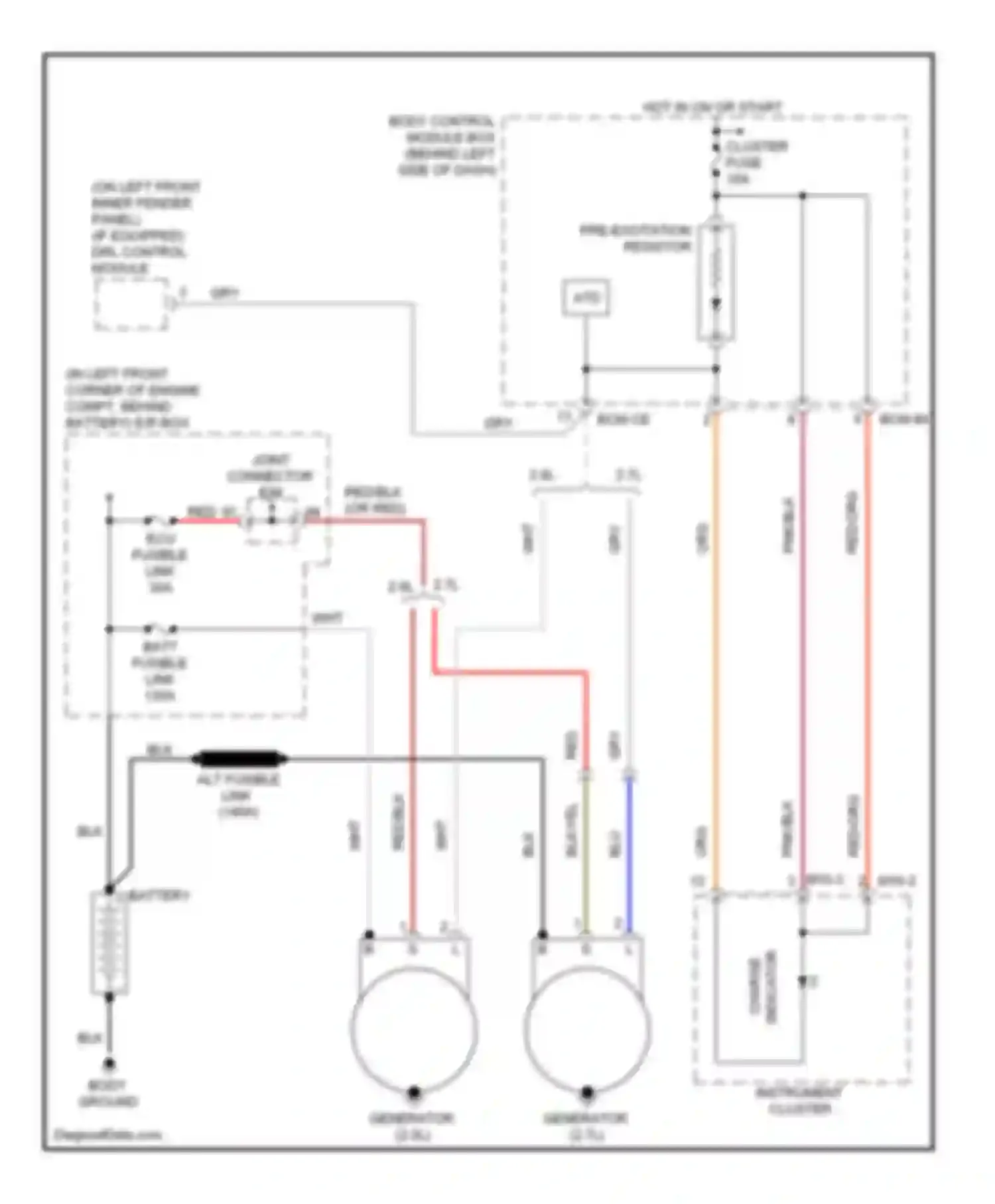 Tiburon Hyundai II facelift (2007-2009): Charging circuit