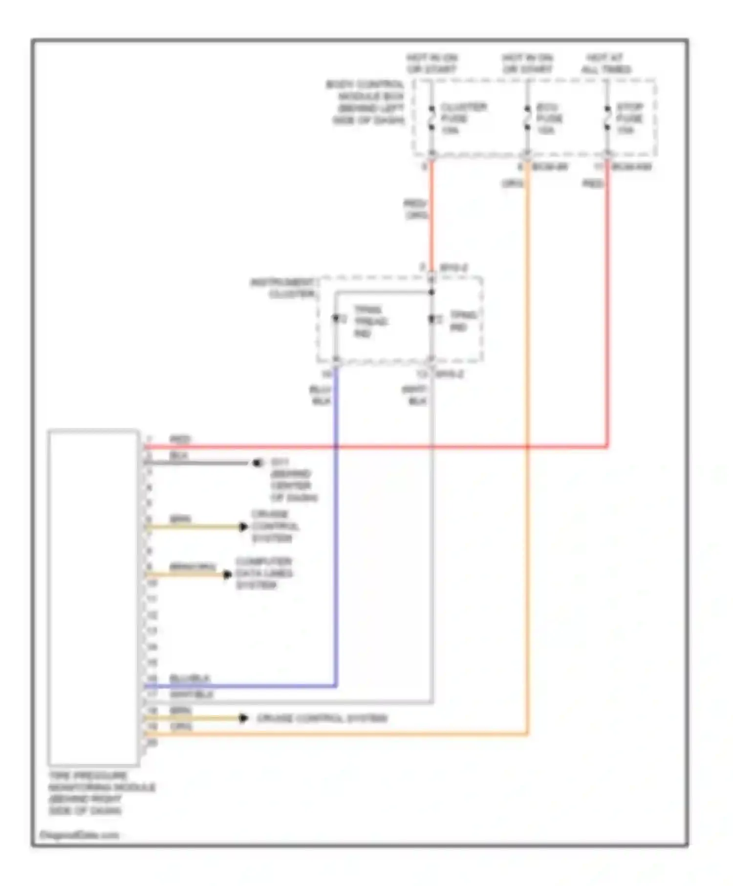 Tiburon Hyundai II facelift (2007-2009): Tire pressure monitoring circuit